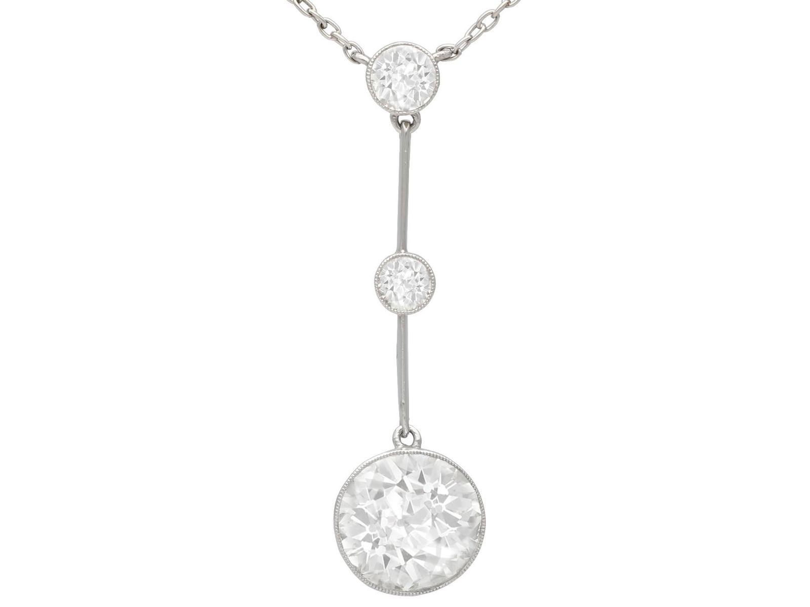 Antique 4.48ct Diamond & Platinum Necklace c.1920 (1 of 13)