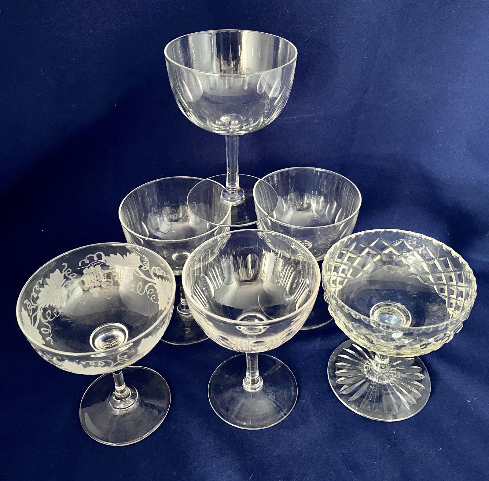 Harlequin Set of 6 Champagne Glasses c.1910 (1 of 8)