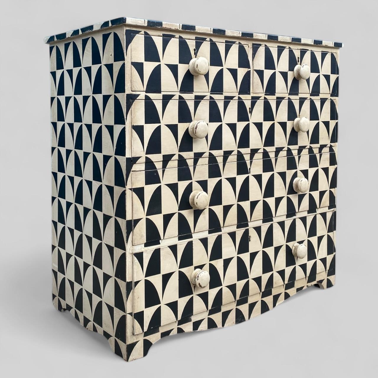 Victorian Painted Geometric Chest of Drawers (1 of 14)