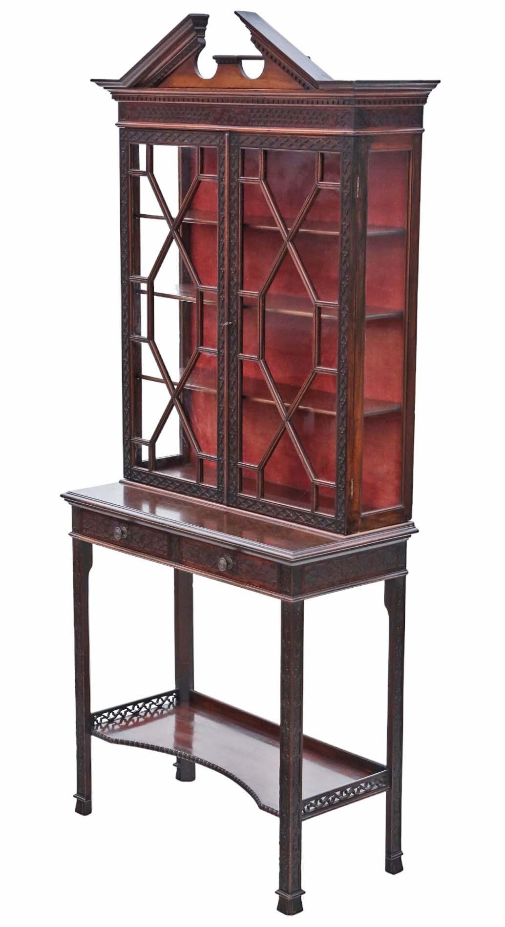 19th Century Antique Chinoiserie Pier Display Cabinet - Edwards & Roberts Mahogany (1 of 10)