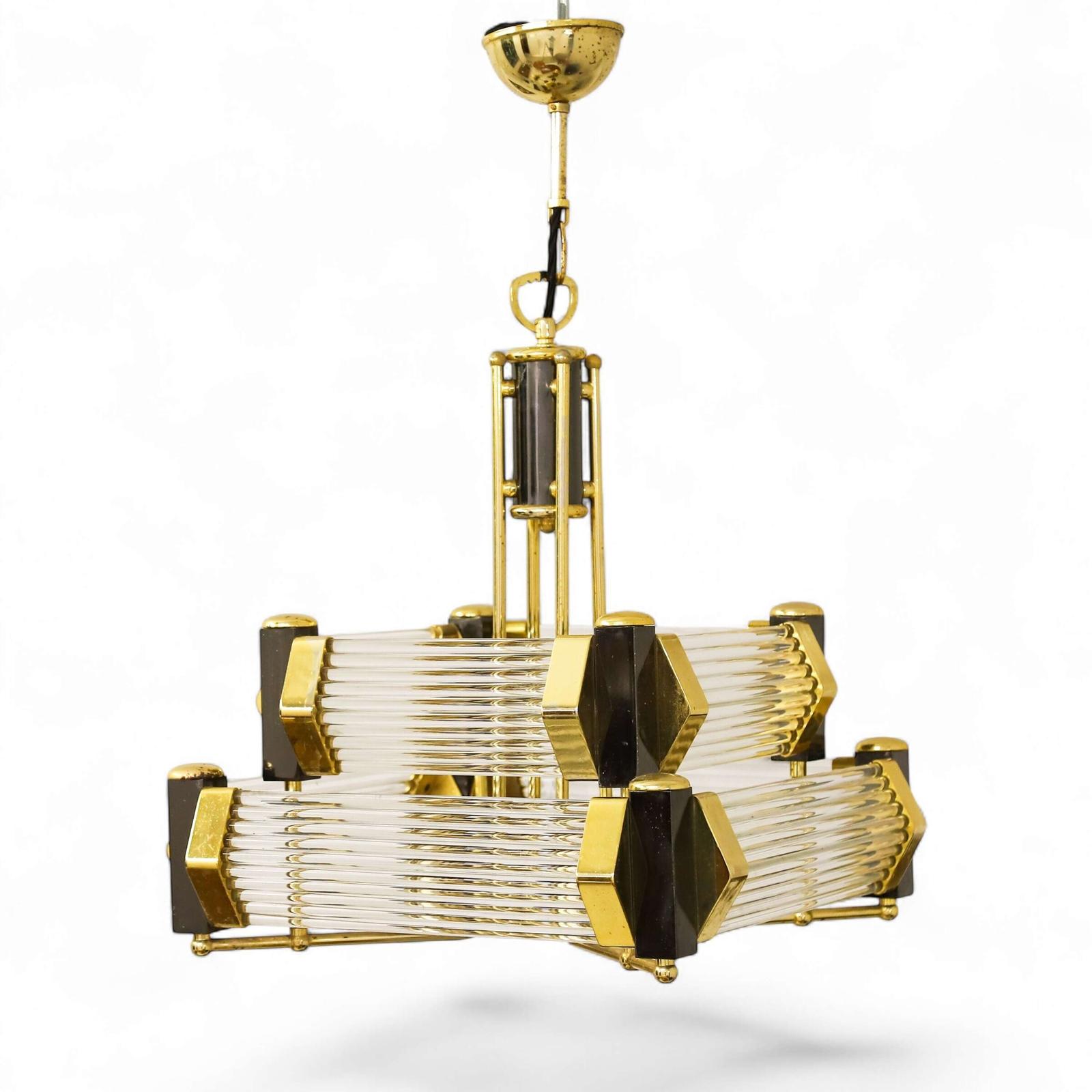 Crystal Glass Rods Chandelier - Attributed to Bakalowits & Söhne 1970s (1 of 7)