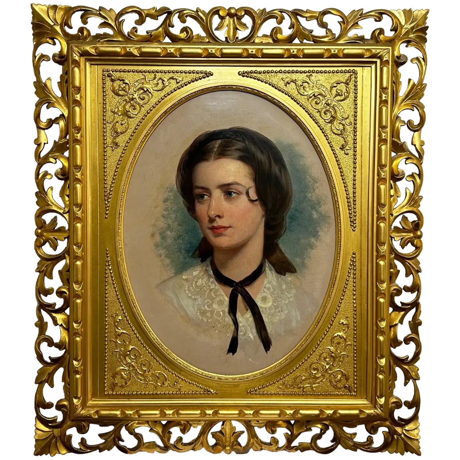 19th Century Oil Painting Portrait Lady Sarah Sophia Wood Née Clark by John Wood (1 of 50)