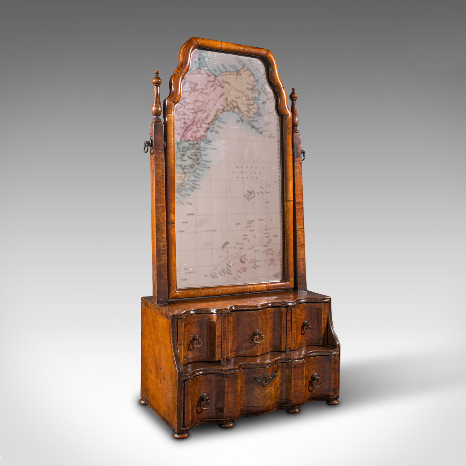 Antique Bureau Mirror, English, Walnut, Queen Anne Taste, Victorian c.1880 (1 of 10)