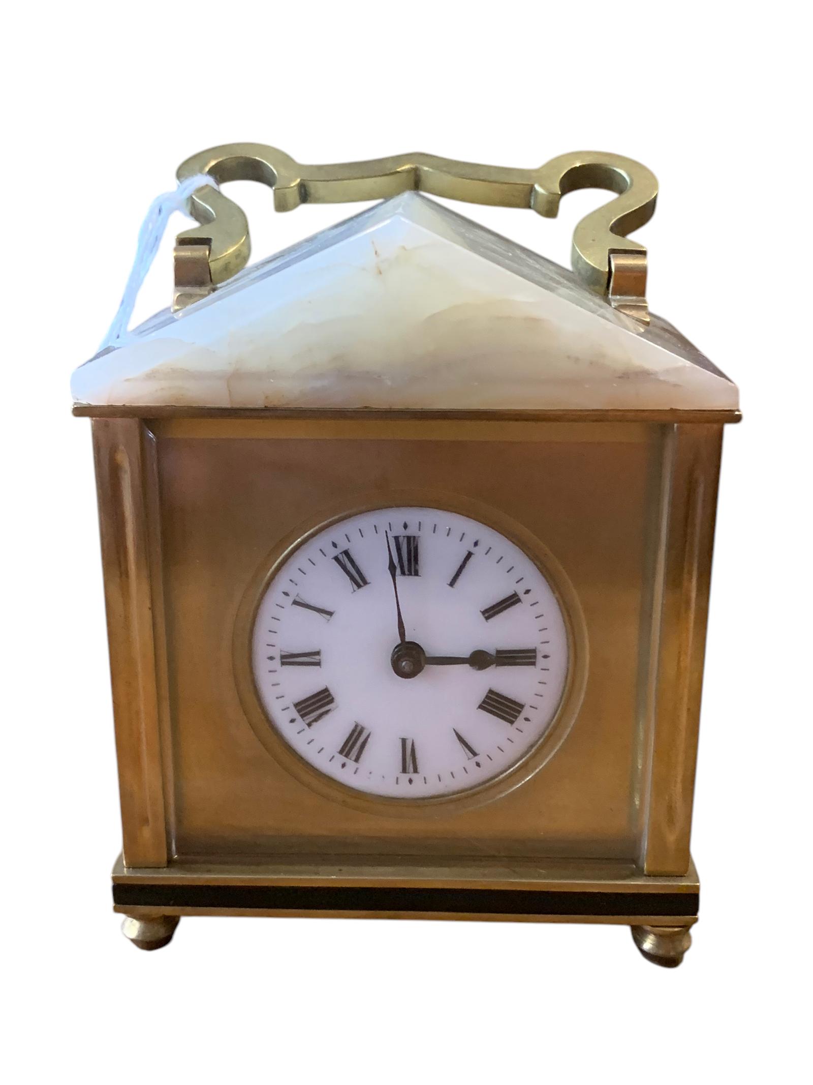 Classic Unusual Antique French Marble Pitched Roof Carriage Clock – Ca1900 (1 of 9)