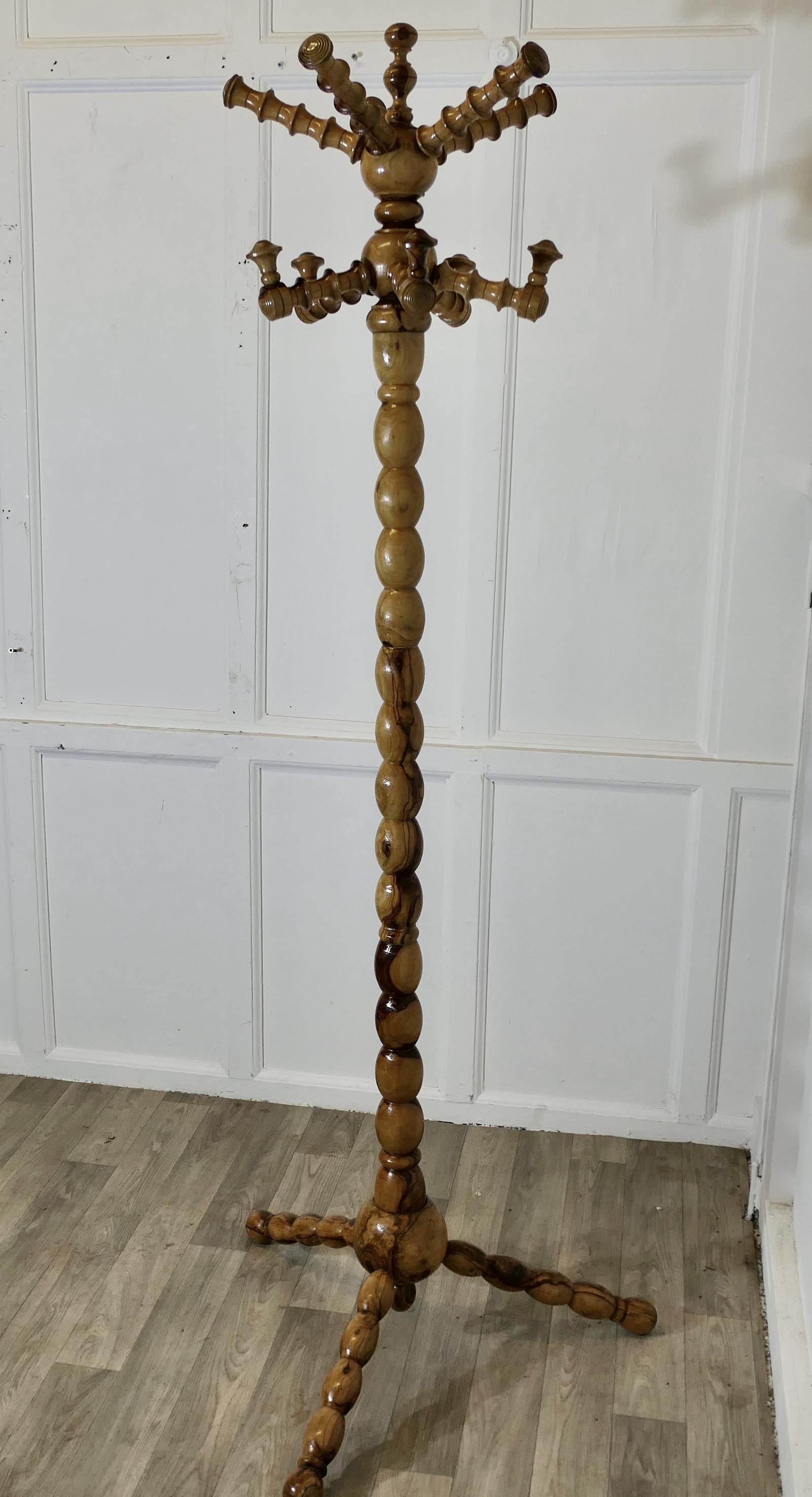 Bobbin Turned Yew Wood Hall Stand for Hats Coats & Umbrellas (1 of 6)