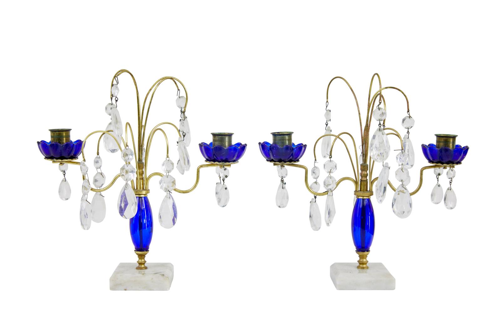 Pair of Mid Century Brass & Cut Glass Decorative Candlesticks (1 of 5)