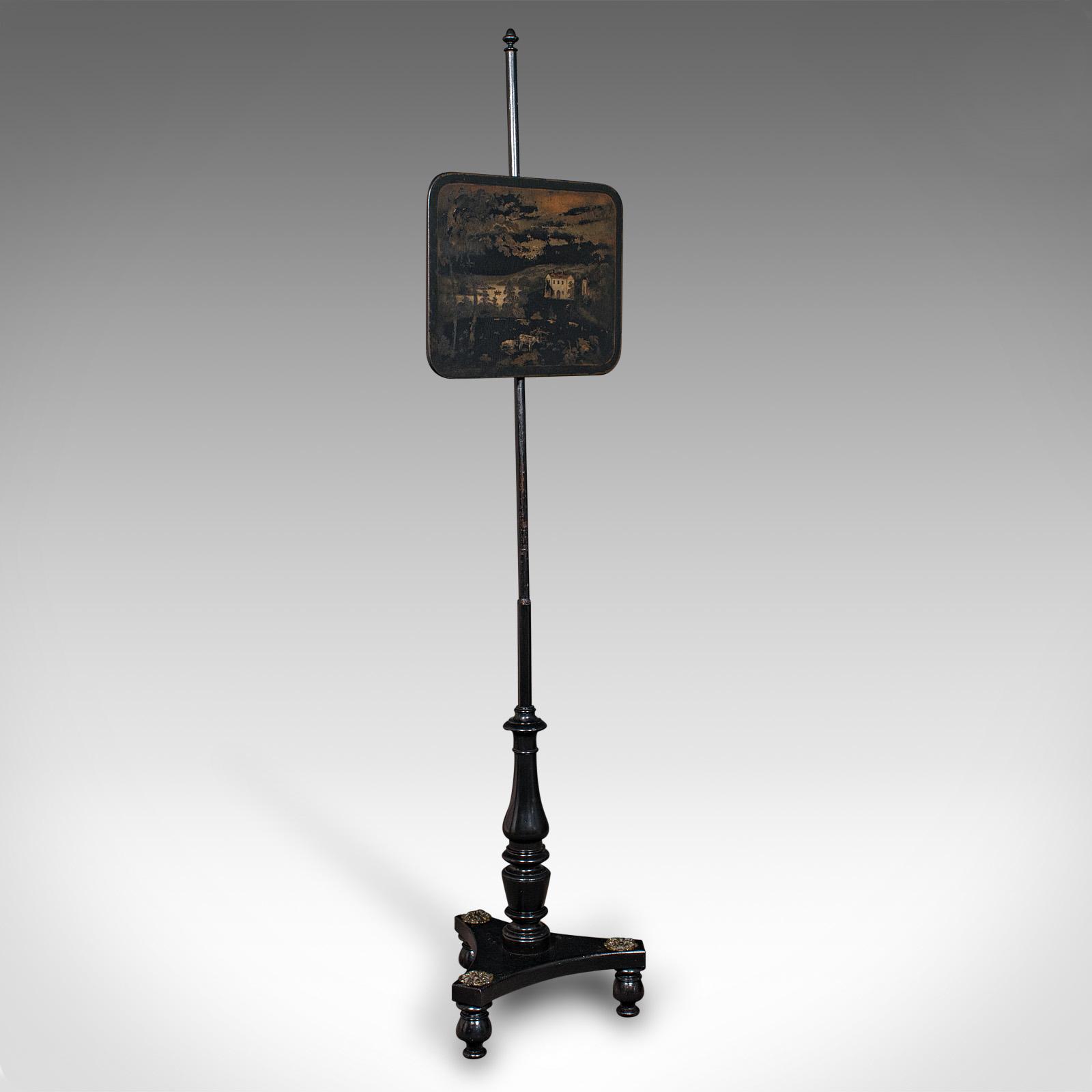Antique Fireside Pole Screen, English, Height Adjustable, Aesthetic c.1880 (1 of 9)