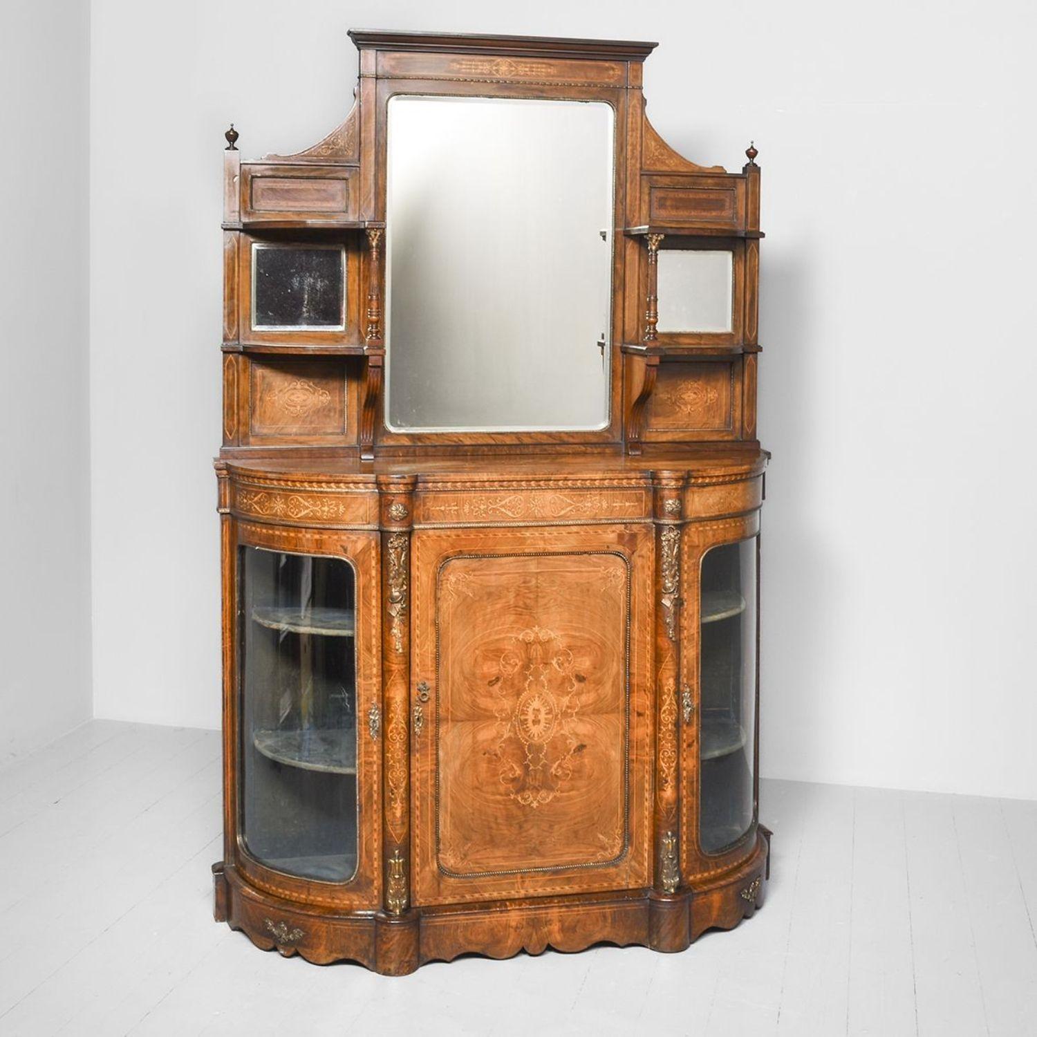 Fine Quality Marquetry Inlaid Victorian Walnut Credenza (1 of 10)