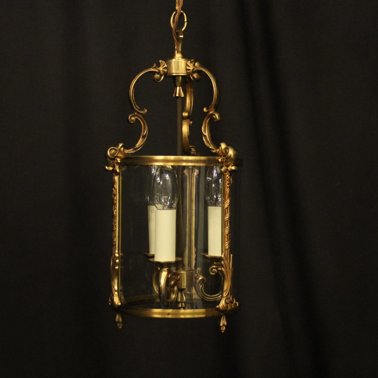 French Gilded Triple Light Convex Hall Lantern (1 of 10)