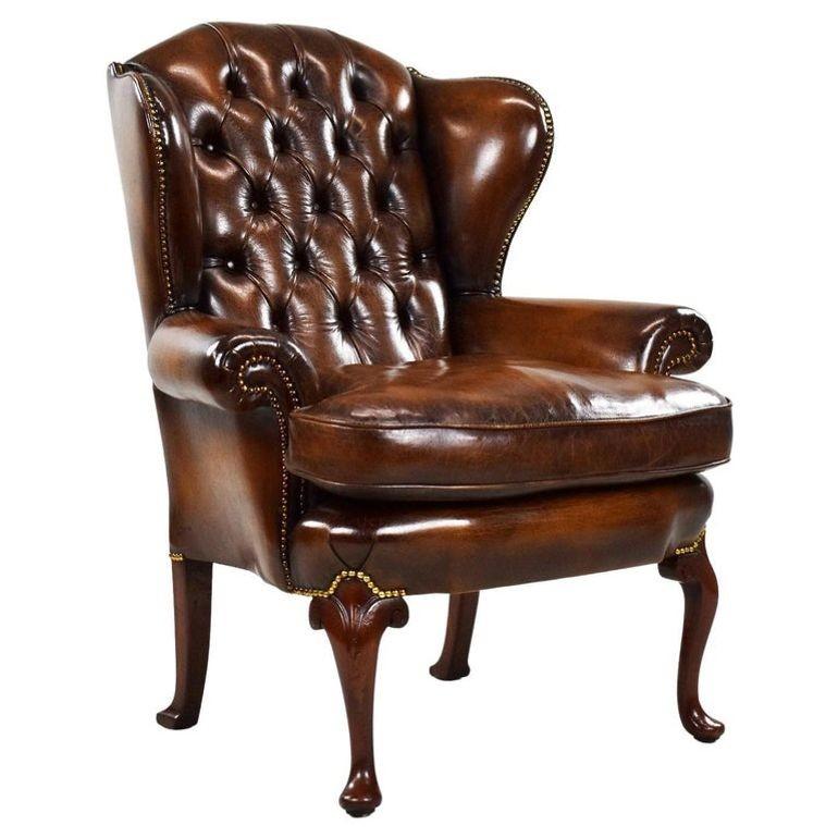 George II Brown Leather Armchair (1 of 13)