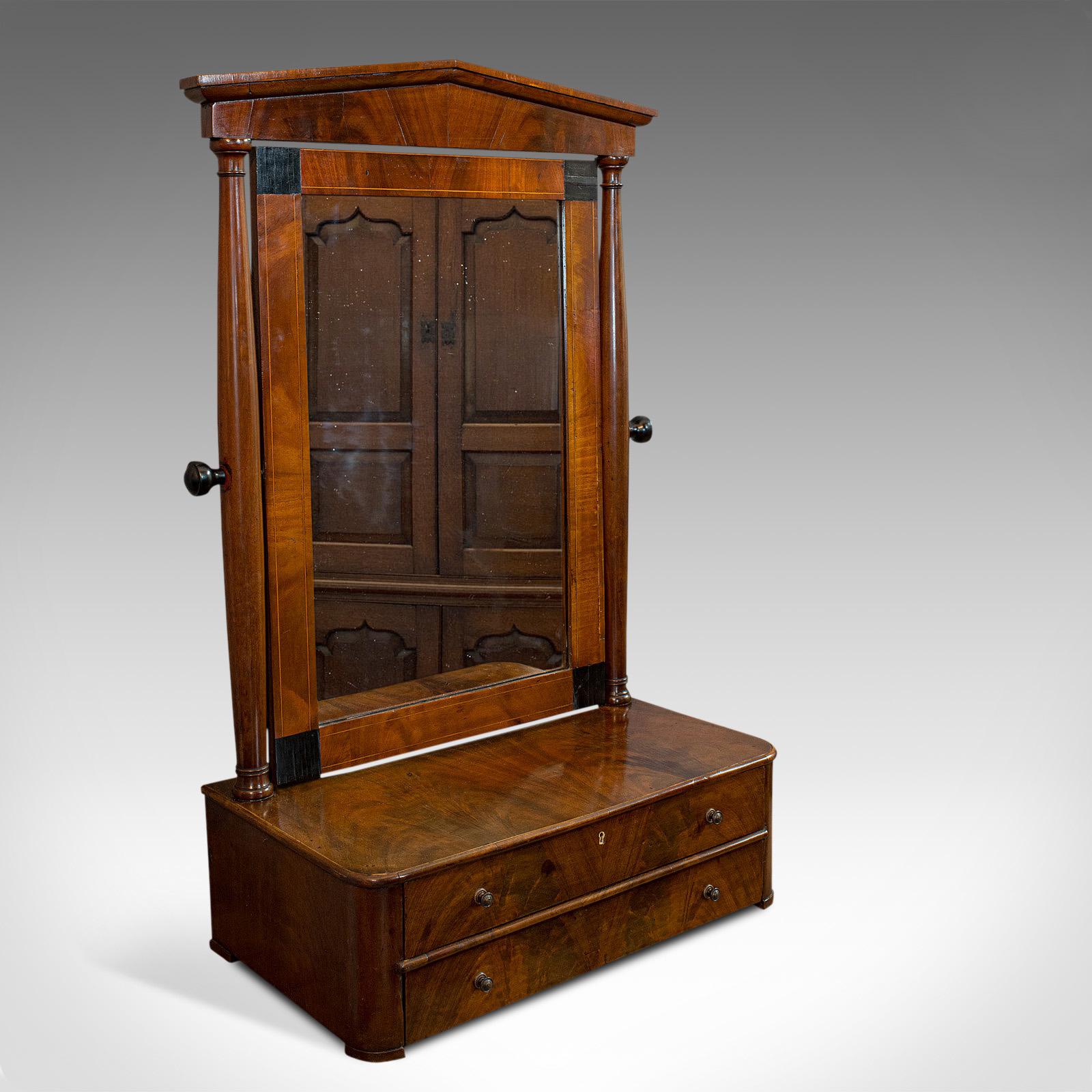 Antique Toilet Mirror, English, Walnut, Vanity, Empire Style, Victorian c.1880 (1 of 12)