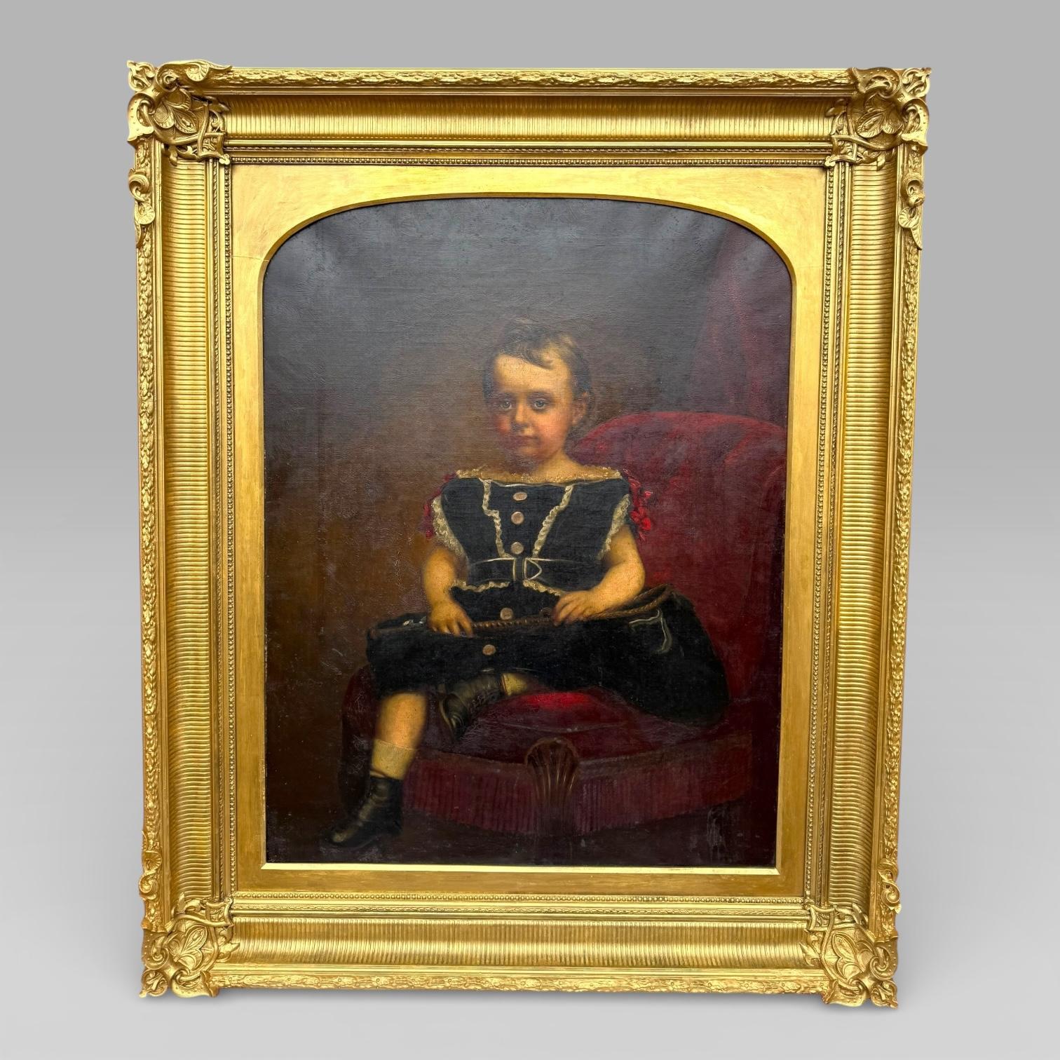 Antique Large 19th Century Oil Painting Young Girl Red Chair Carved Gilt Frame (1 of 20) Antique Large 19th Century Oil Painting Young Girl Red Chair Carved Gilt Frame (1 of 20)