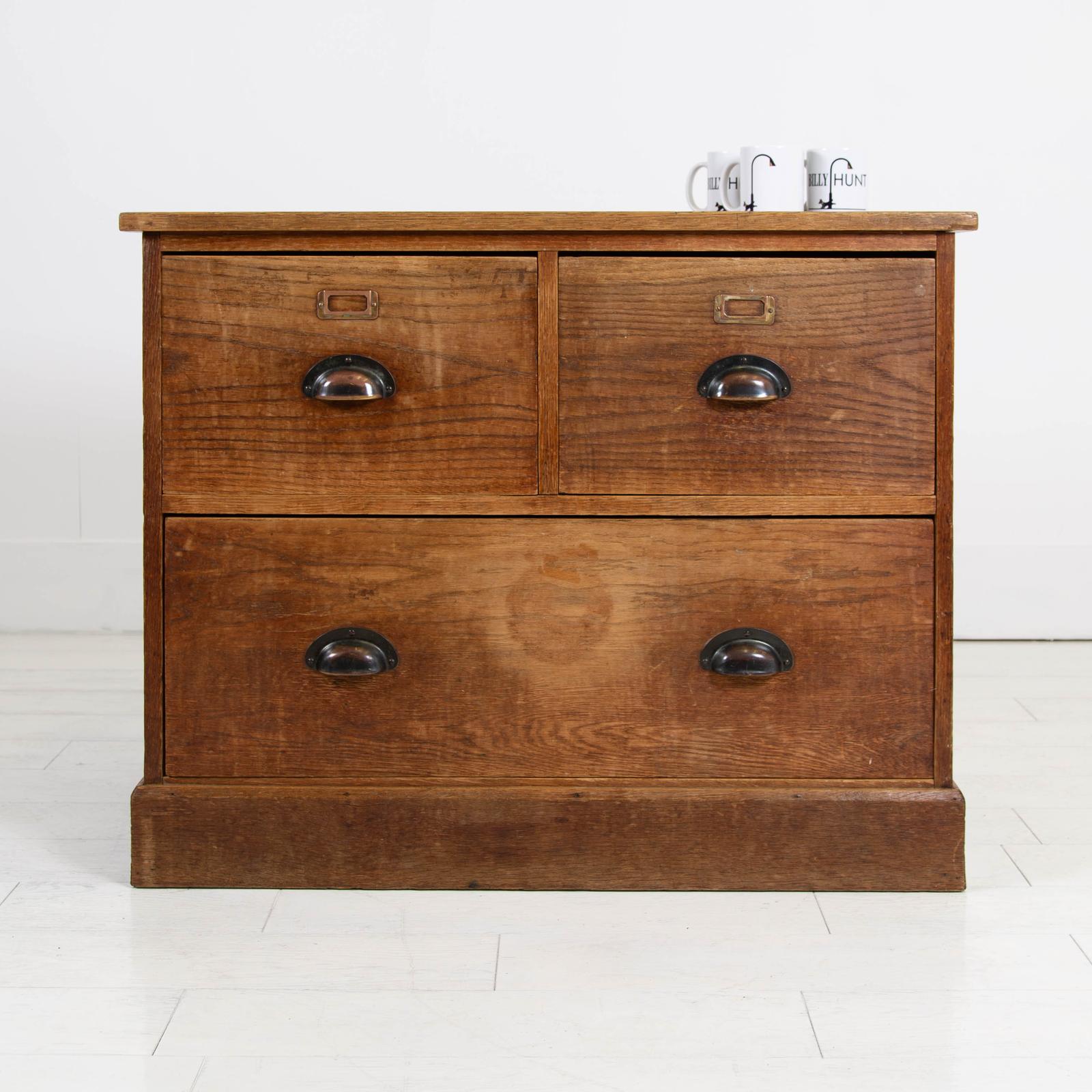 1930s Large Vintage Oak School Chest of 3 Drawers No3 (1 of 10) 1930s Large Vintage Oak School Chest of 3 Drawers No3 (1 of 10)