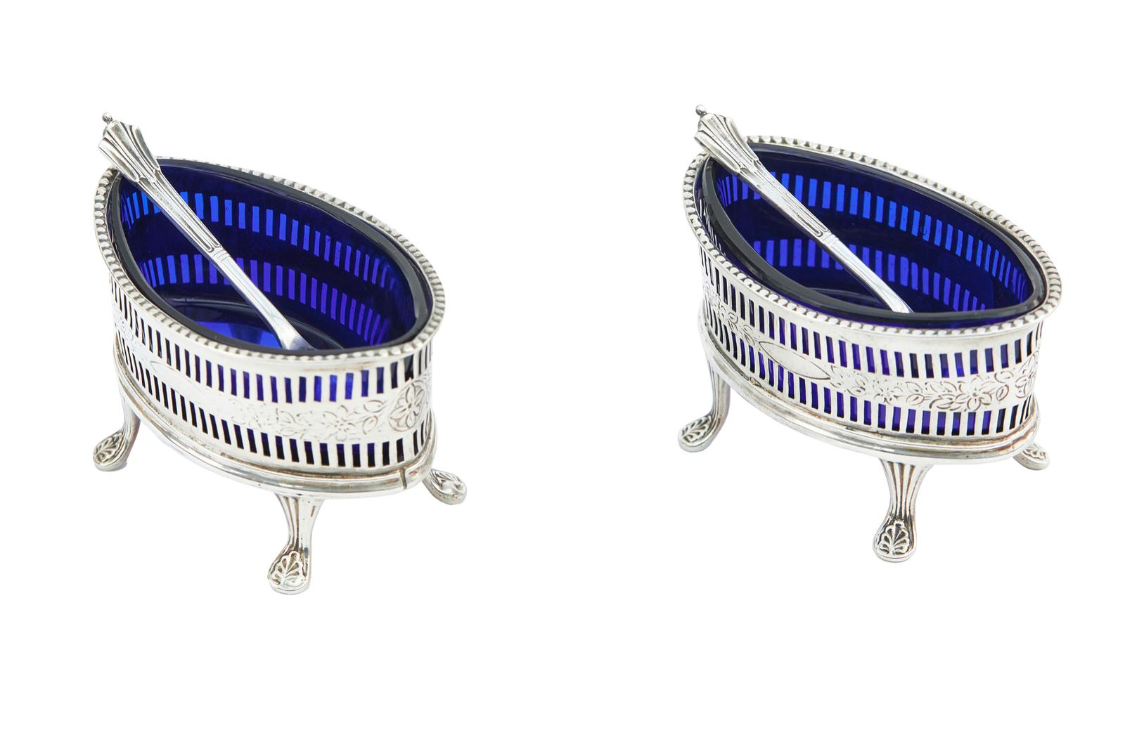 Antique Solid Silver Boat Shaped Table Salts (1 of 6)