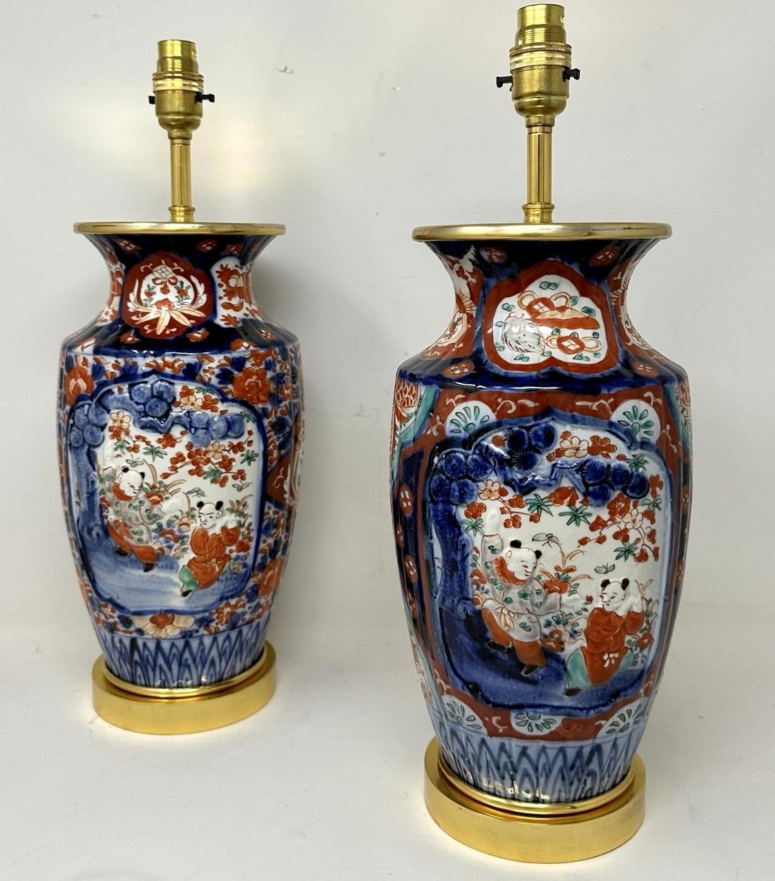 Antique Pair of Japanese Chinese Imari Porcelain Ormolu Table Lamps Blue Red Gilt (1 of 11) Antique Pair of Japanese Chinese Imari Porcelain Ormolu Table Lamps Blue Red Gilt (1 of 11)