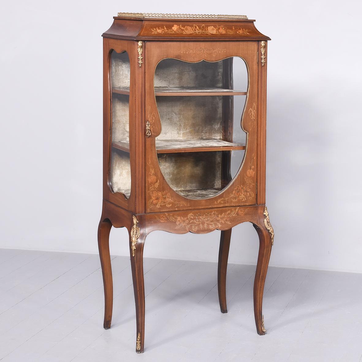 Quality Marquetry Inlaid Mahogany Late Victorian Display Cabinet (1 of 15)