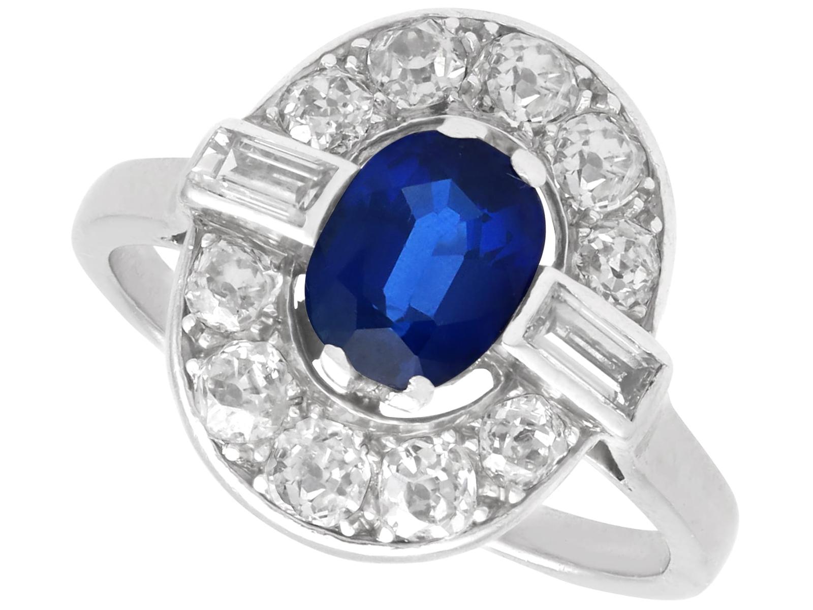 1.20ct Basaltic Sapphire & 1.28ct Diamond, Platinum Cluster Ring c.1935 (1 of 12)