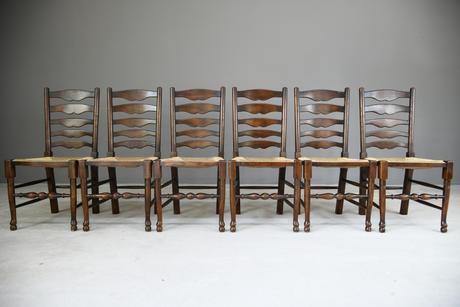Set 6 Oak Ladderback Dining Chairs (1 of 12) Set 6 Oak Ladderback Dining Chairs (1 of 12)