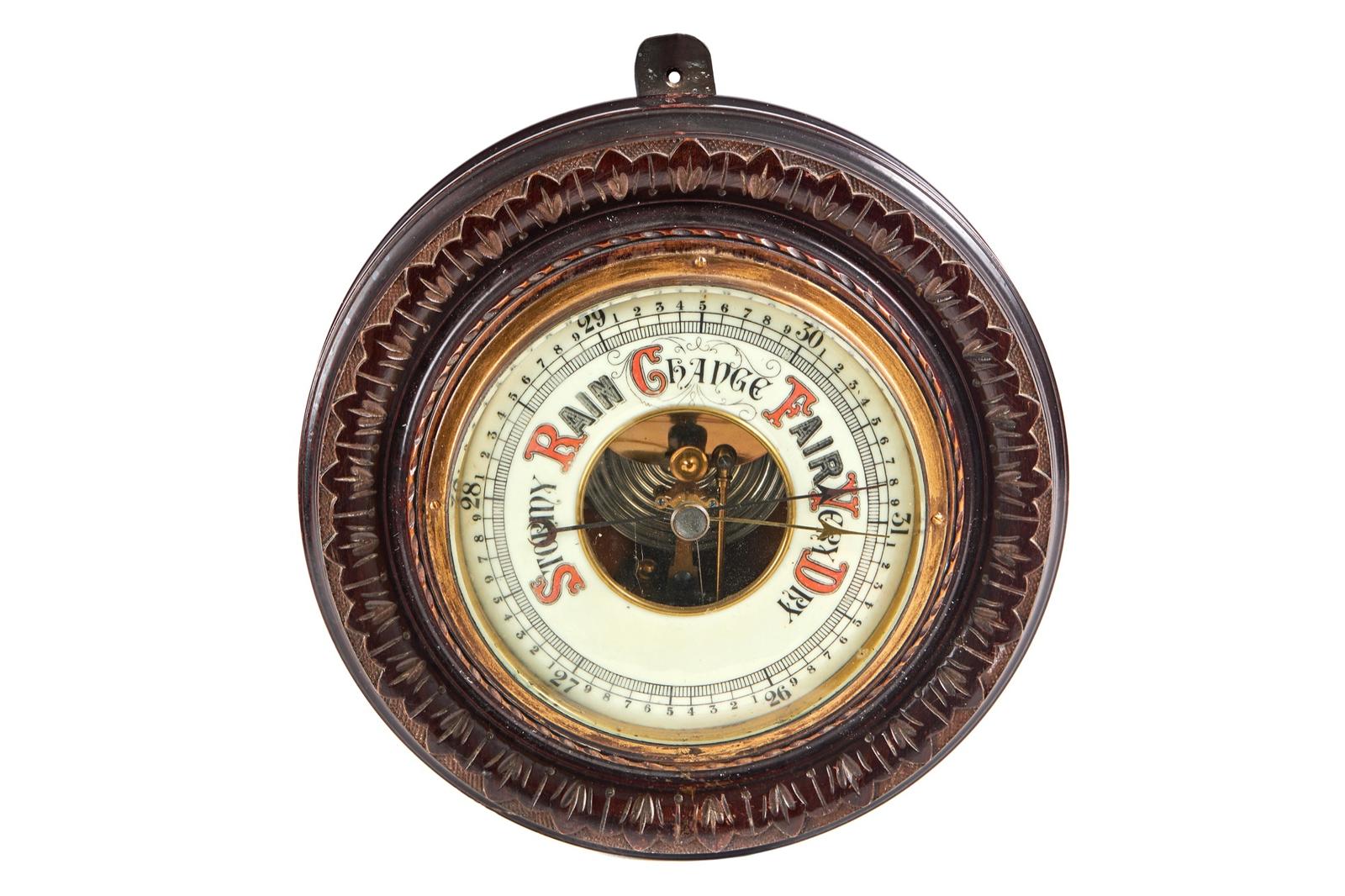 Antique Round Aneroid Wall Barometer (1 of 5)