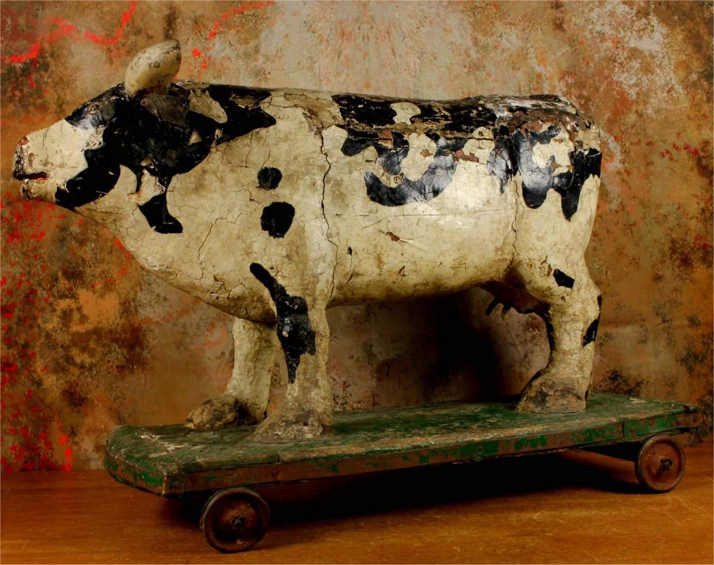 Antique Wooden Folk Art Cow Trolley. Rustic French Butchers Shop Display (1 of 25) Antique Wooden Folk Art Cow Trolley. Rustic French Butchers Shop Display (1 of 25)