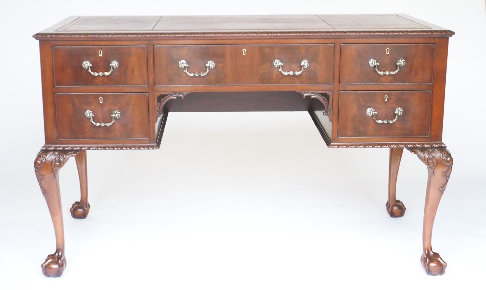 Edwardian Mahogany Kneehole Writing Table (1 of 7)