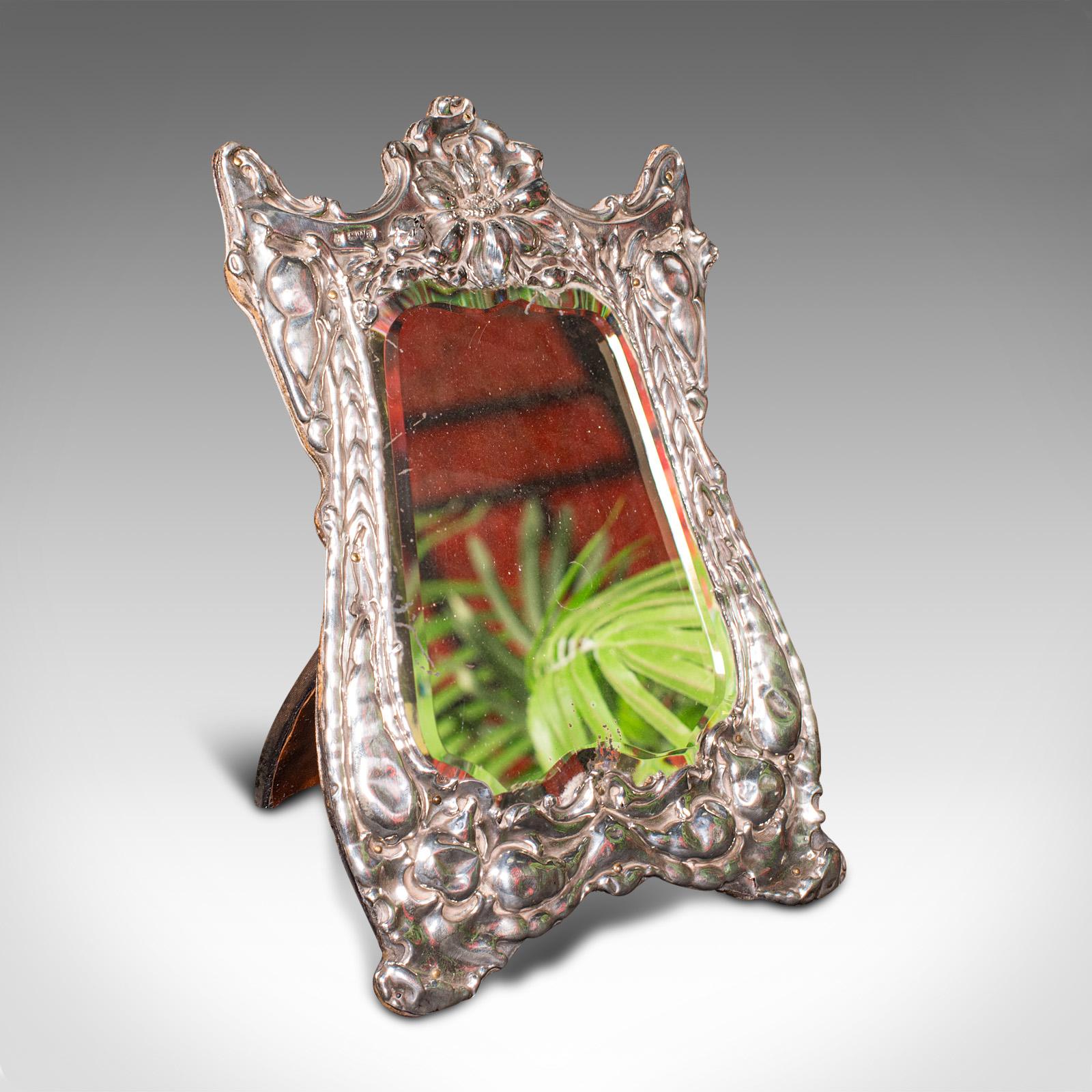 Antique Vanity Mirror, English, Sterling Silver, Glass, Hallmarked, Edwardian (1 of 10)