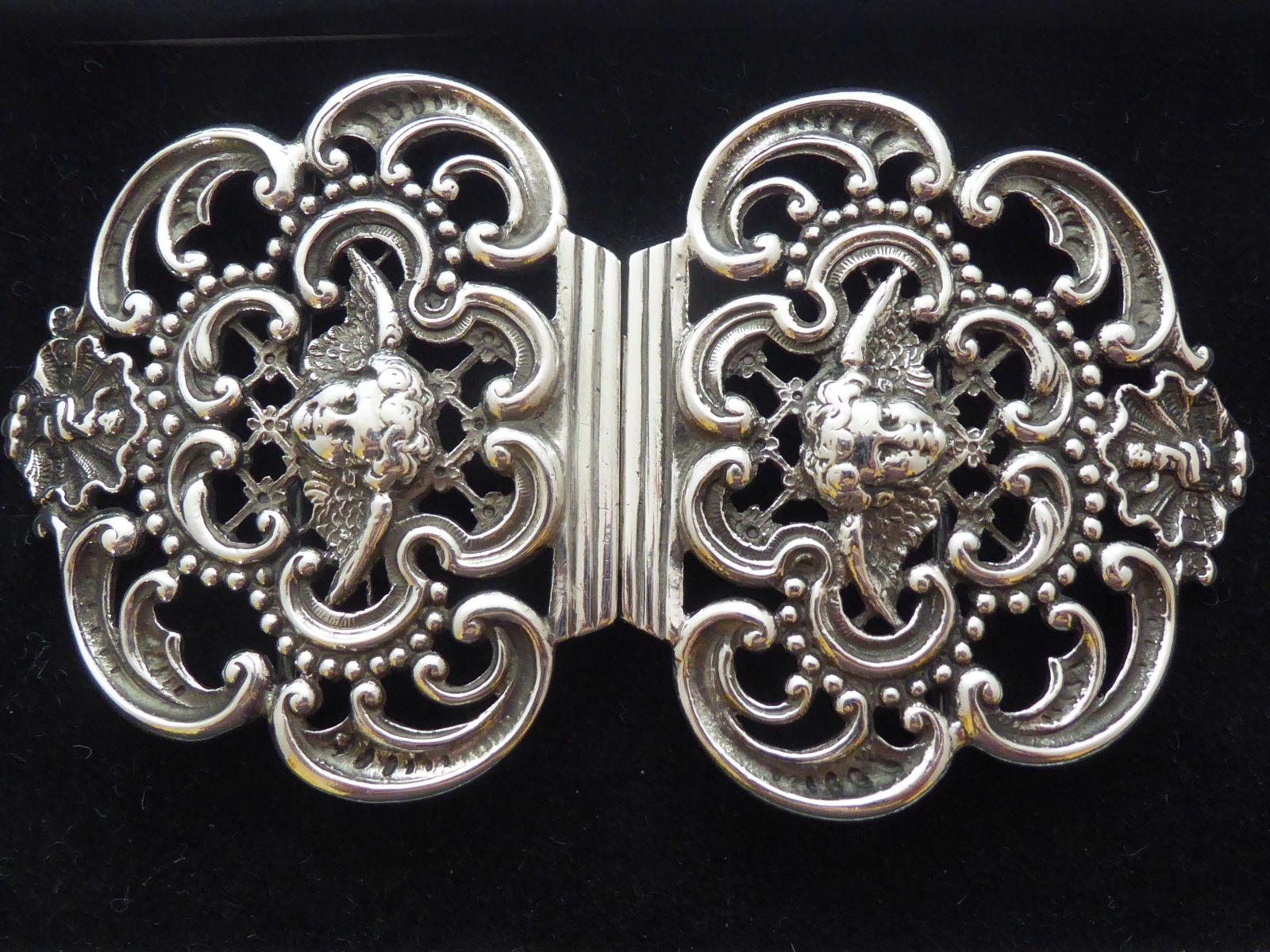 Victorian 1897 London Hallmarked Solid Silver Nurses Belt Buckle Angels (1 of 9)