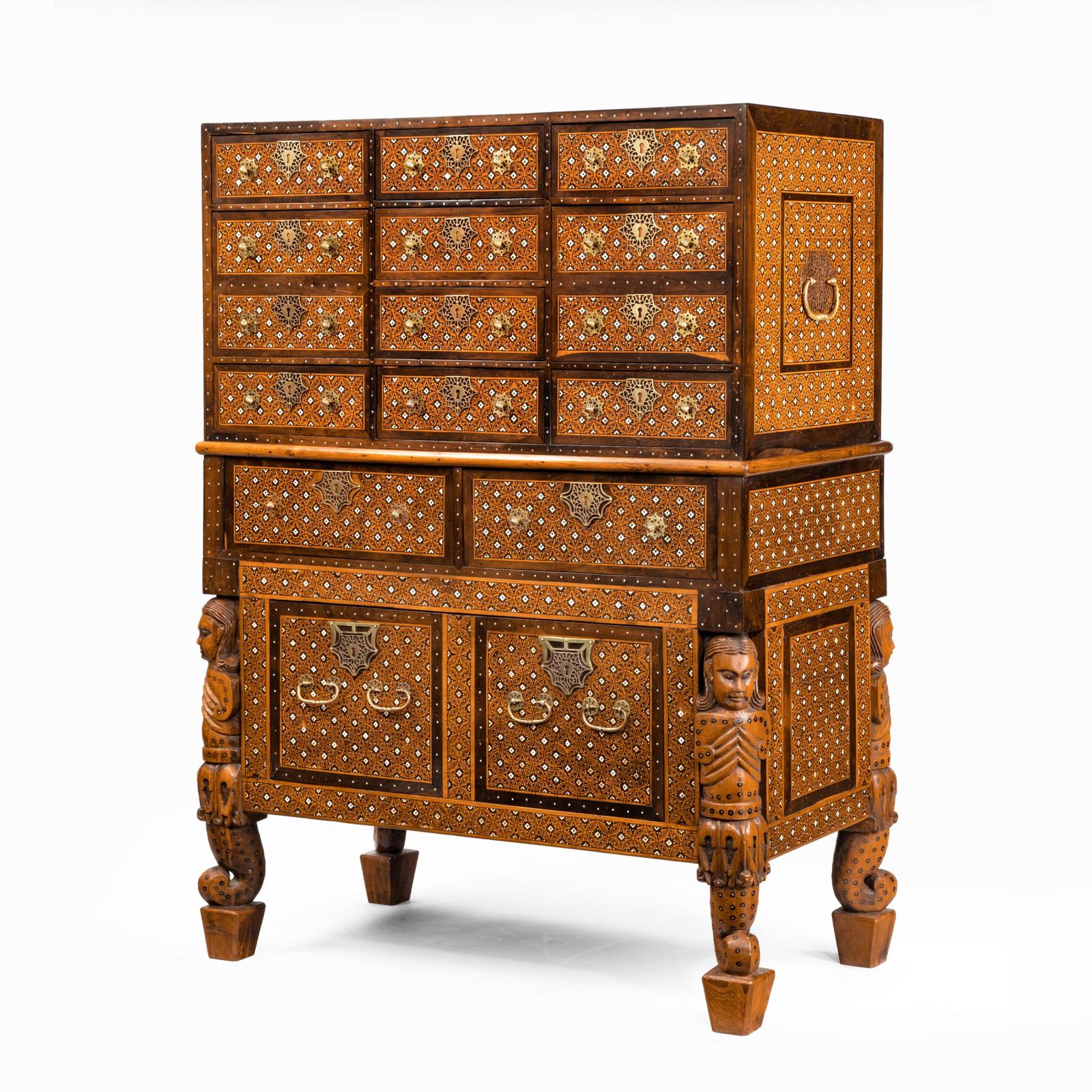 An Indo-portuguese Rosewood, Teak and Ebony Contador (1 of 8)