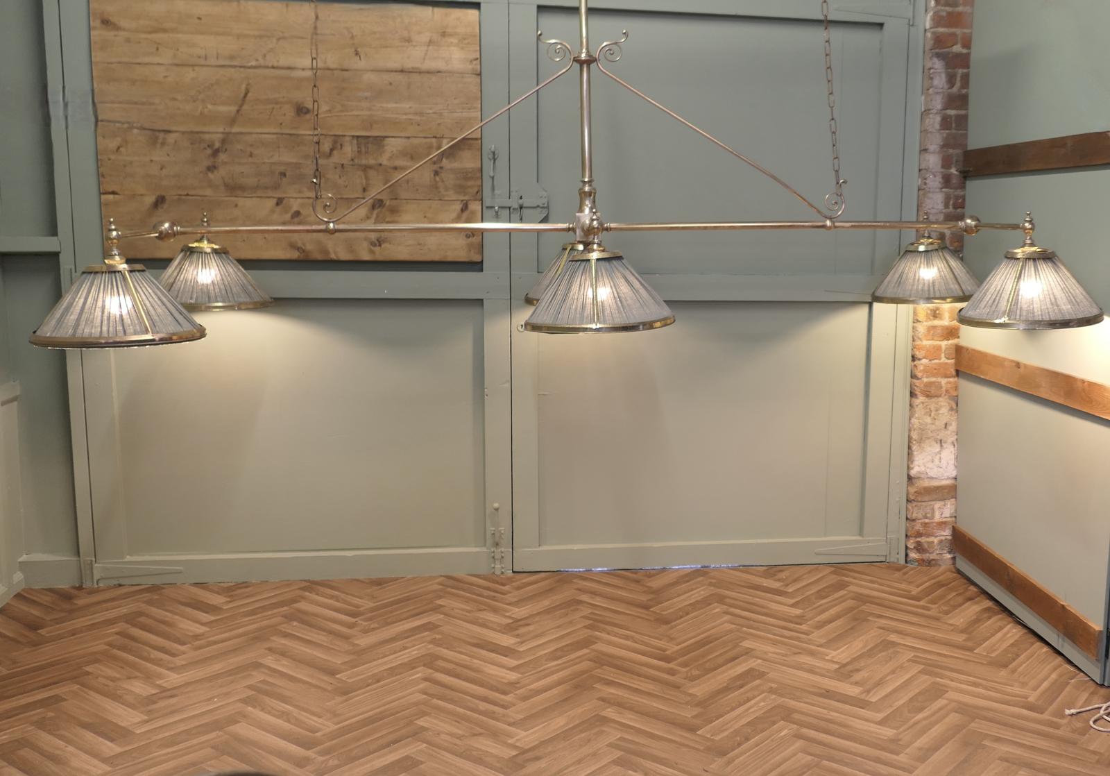 Large Billiard Table 6 Lamp Brass Pendant Light (1 of 10)