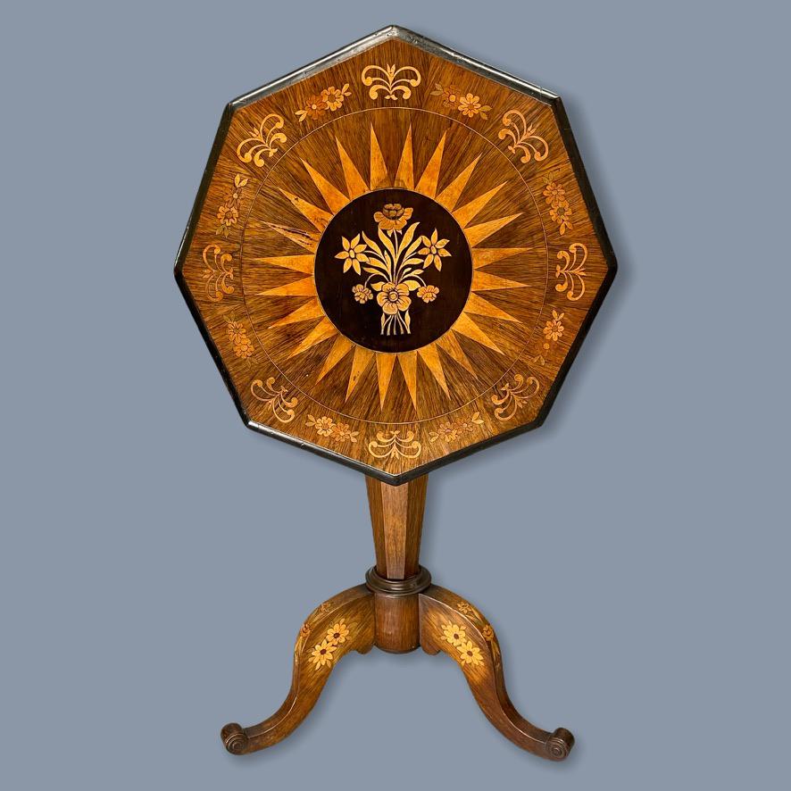 Rosewood Marquetry Sunburst Inlaid Side Table (1 of 7)