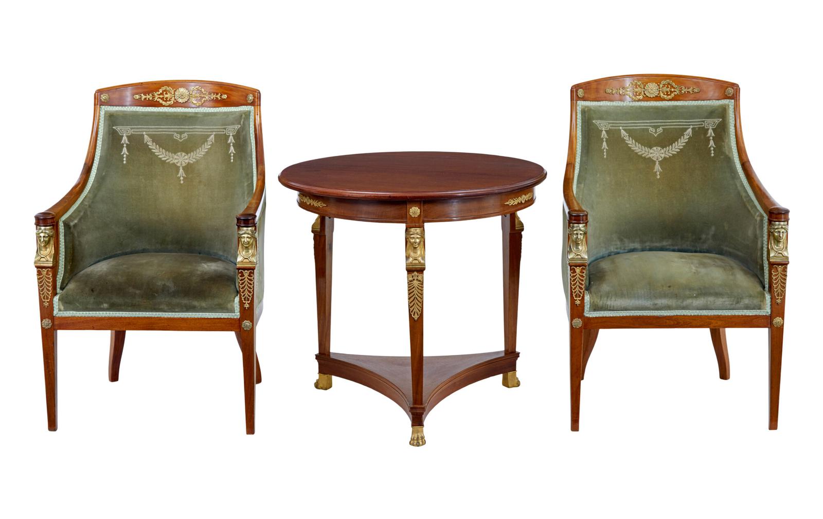 Swedish Empire Revival Mahogany 3 Piece Lounge Suite (1 of 14)