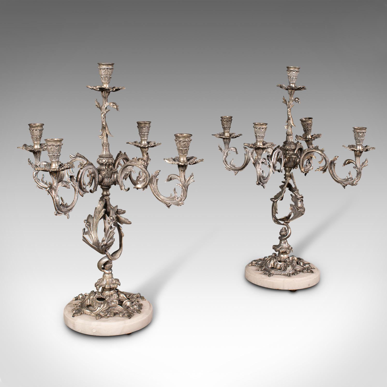 Pair, Antique Decorative Candelabra, French, Centrepiece Candlesticks, Edwardian (1 of 12)