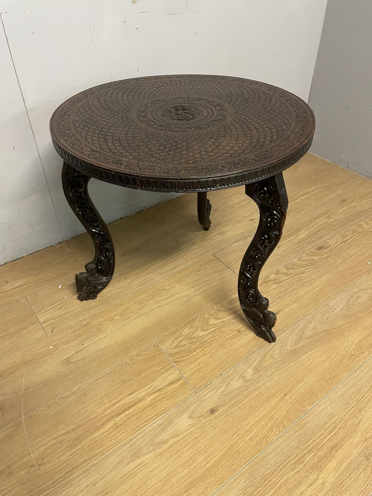 19th Century Circular Carved Anglo Indian Table (1 of 9)