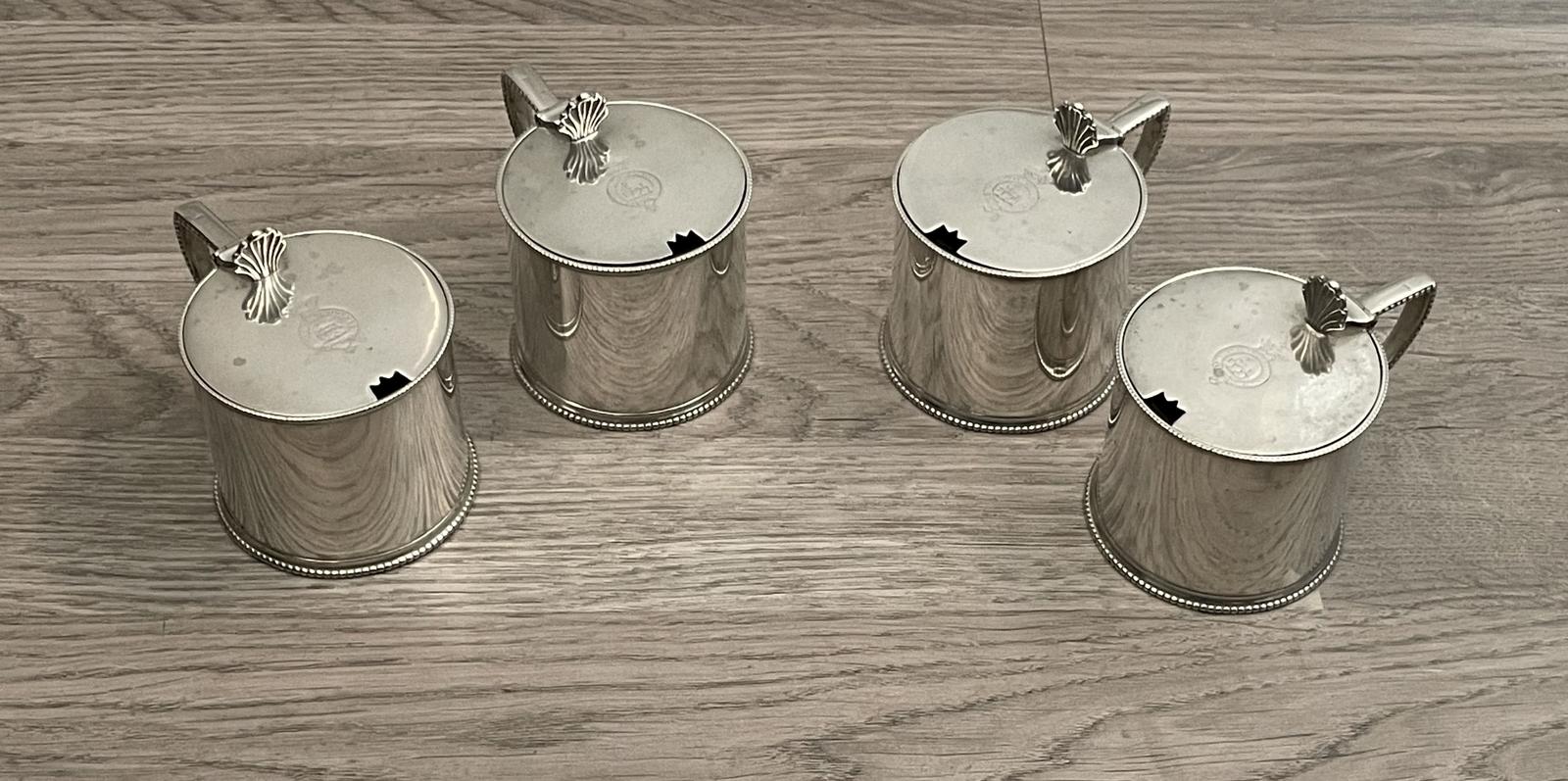 Four Victorian Silver Drum Mustard Pots, Military Presentation (1 of 9) Four Victorian Silver Drum Mustard Pots, Military Presentation (1 of 9)