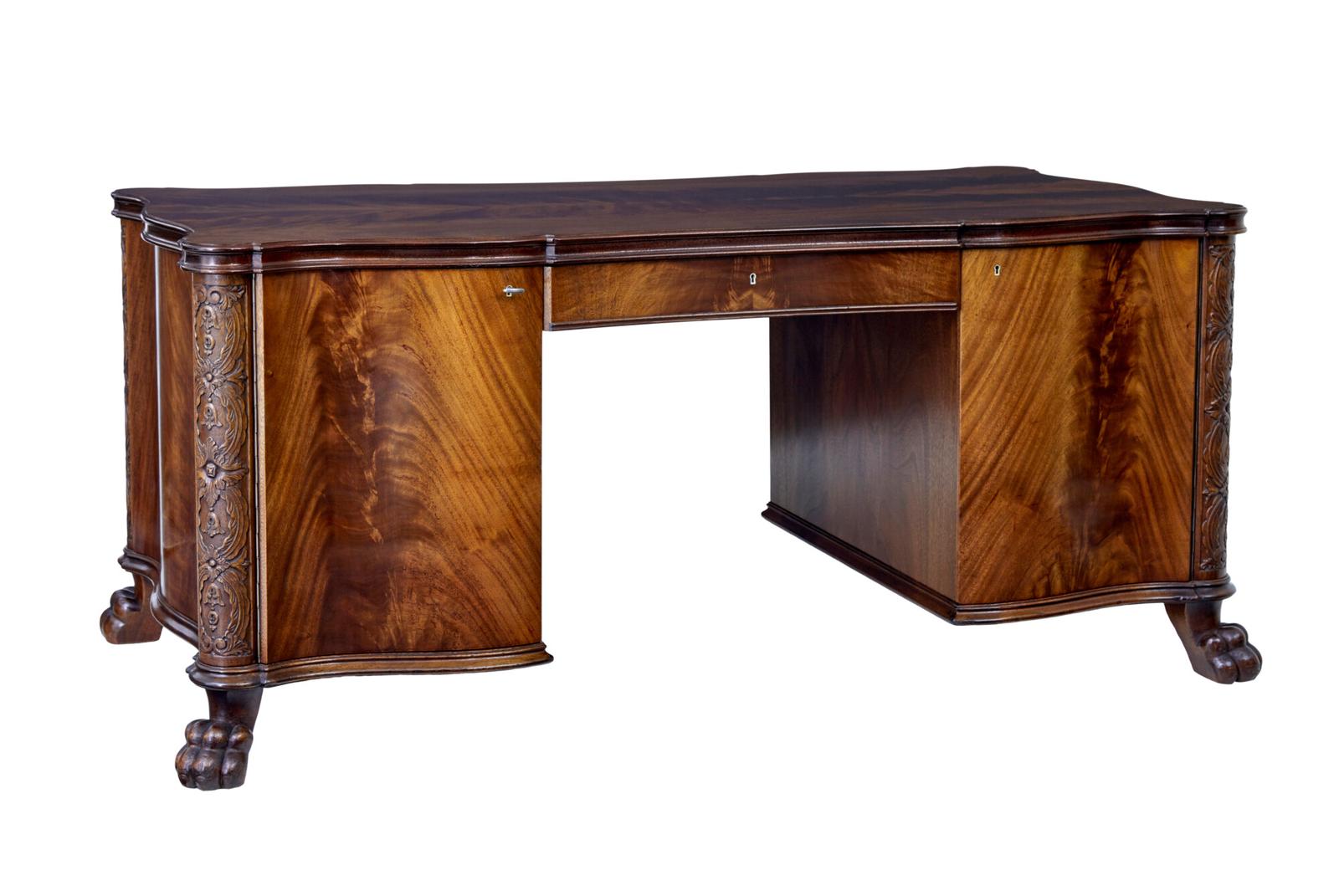 Mid 20th Century Carved Mahogany Swedish Desk (1 of 12) Mid 20th Century Carved Mahogany Swedish Desk (1 of 12)