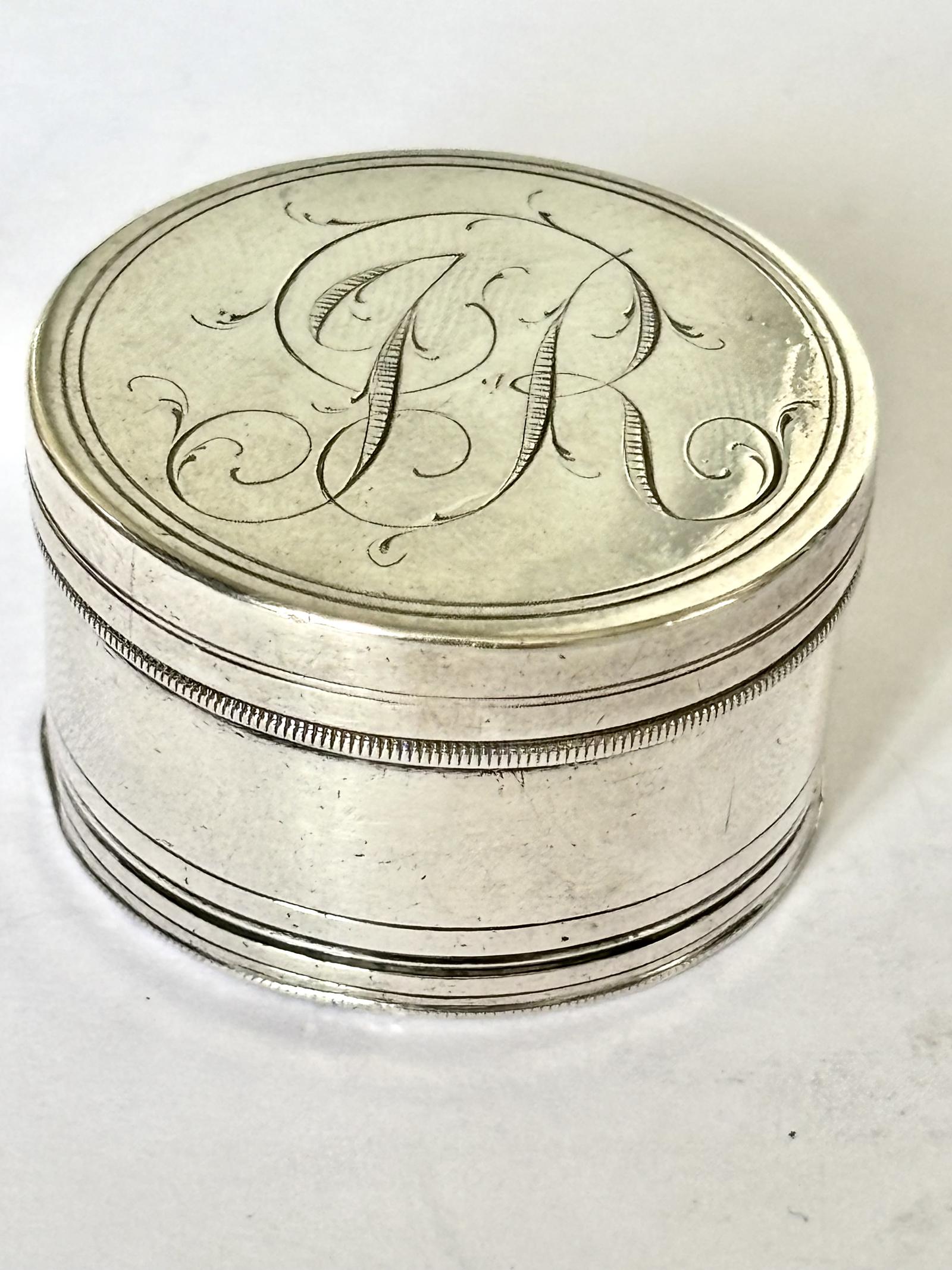 George III Sterling Silver PATCH PILL PYX Box LONDON C1790’s Maker RC (1 of 9) George III Sterling Silver PATCH PILL PYX Box LONDON C1790’s Maker RC (1 of 9)