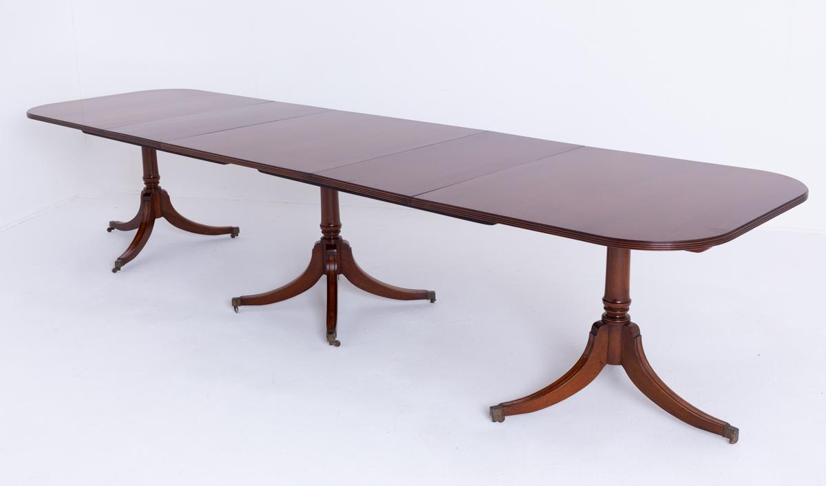 Mahogany Regency Revival 3 Pedestal Dining Table (1 of 7) Mahogany Regency Revival 3 Pedestal Dining Table (1 of 7)
