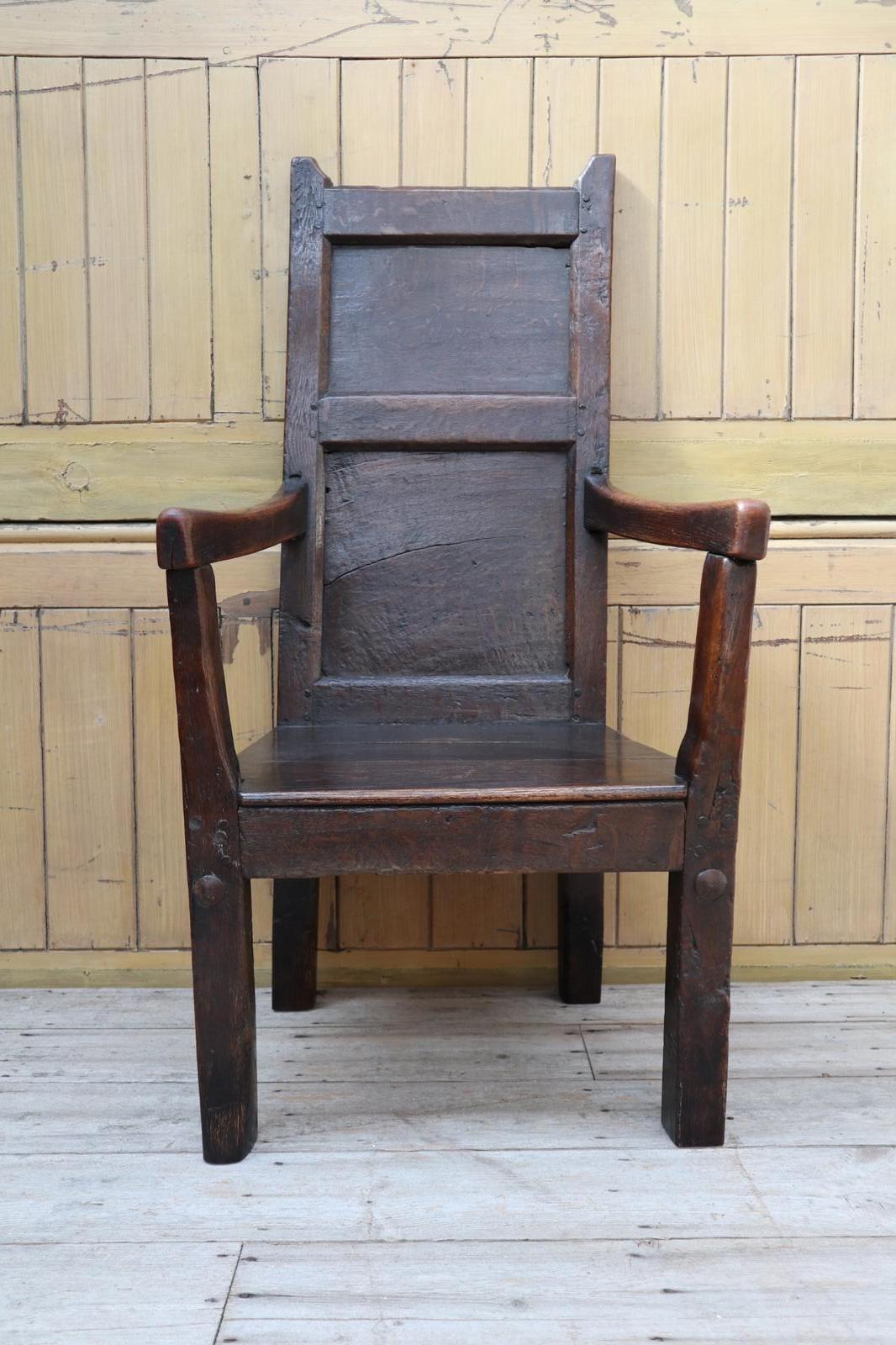 18th Century High-back Panelled Oak Armchair (1 of 27)