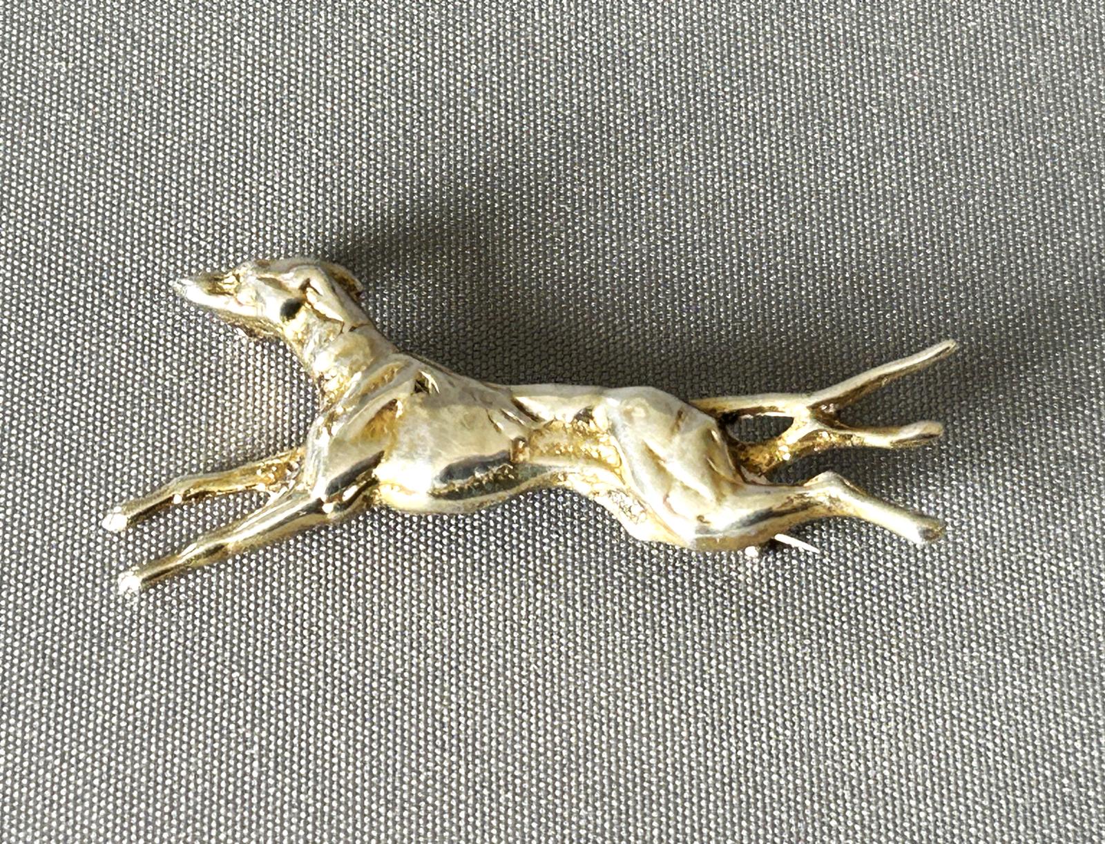 Early 20th Century Silver Gilt Greyhound Brooch (1 of 6)