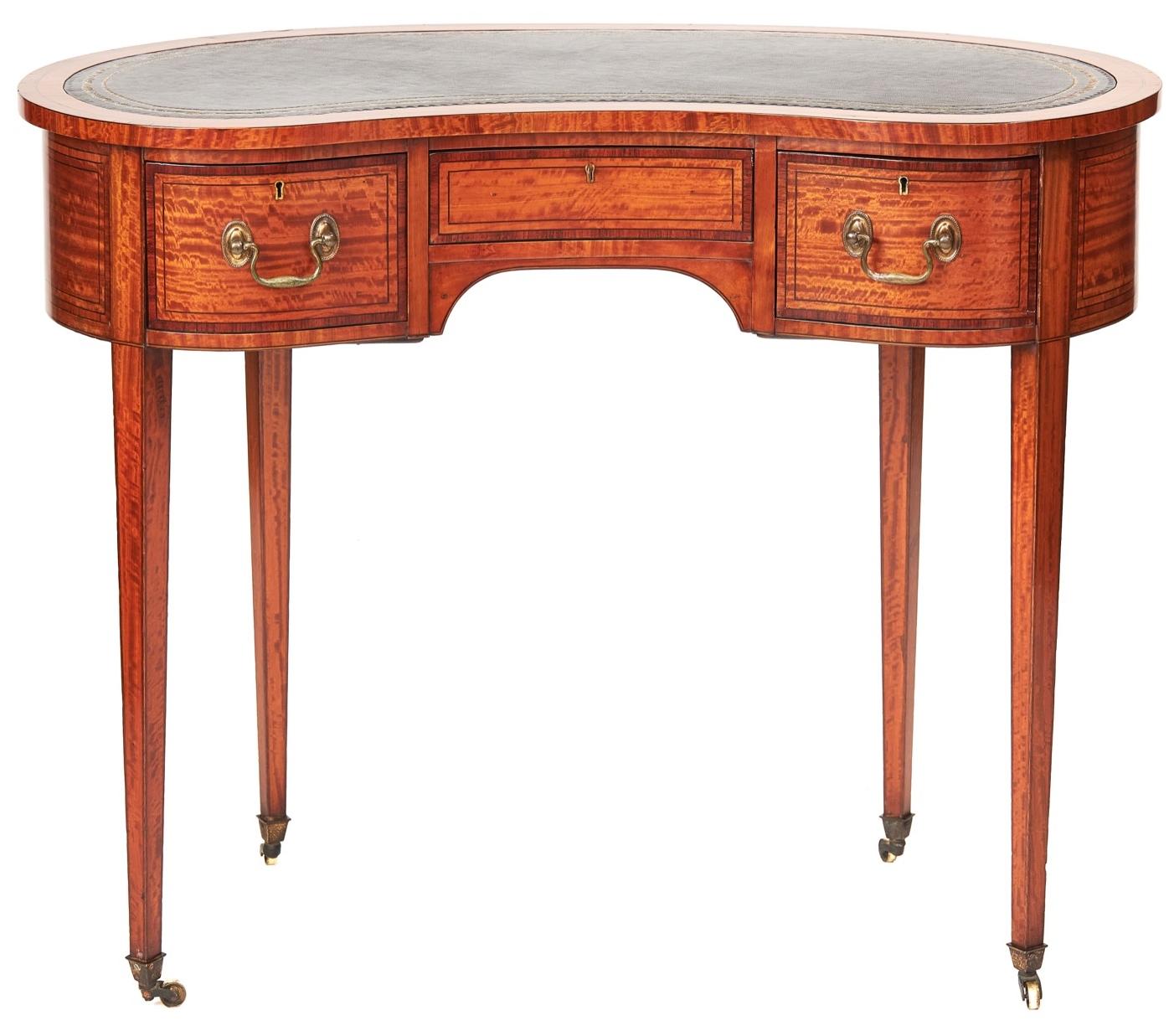 Fine Sheraton Revival Satinwood Inlaid Writing Table (1 of 8)
