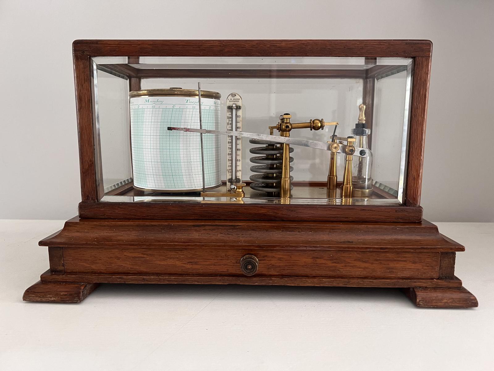 Edwardian Barograph in Walnut Case, Bryson (1 of 5)
