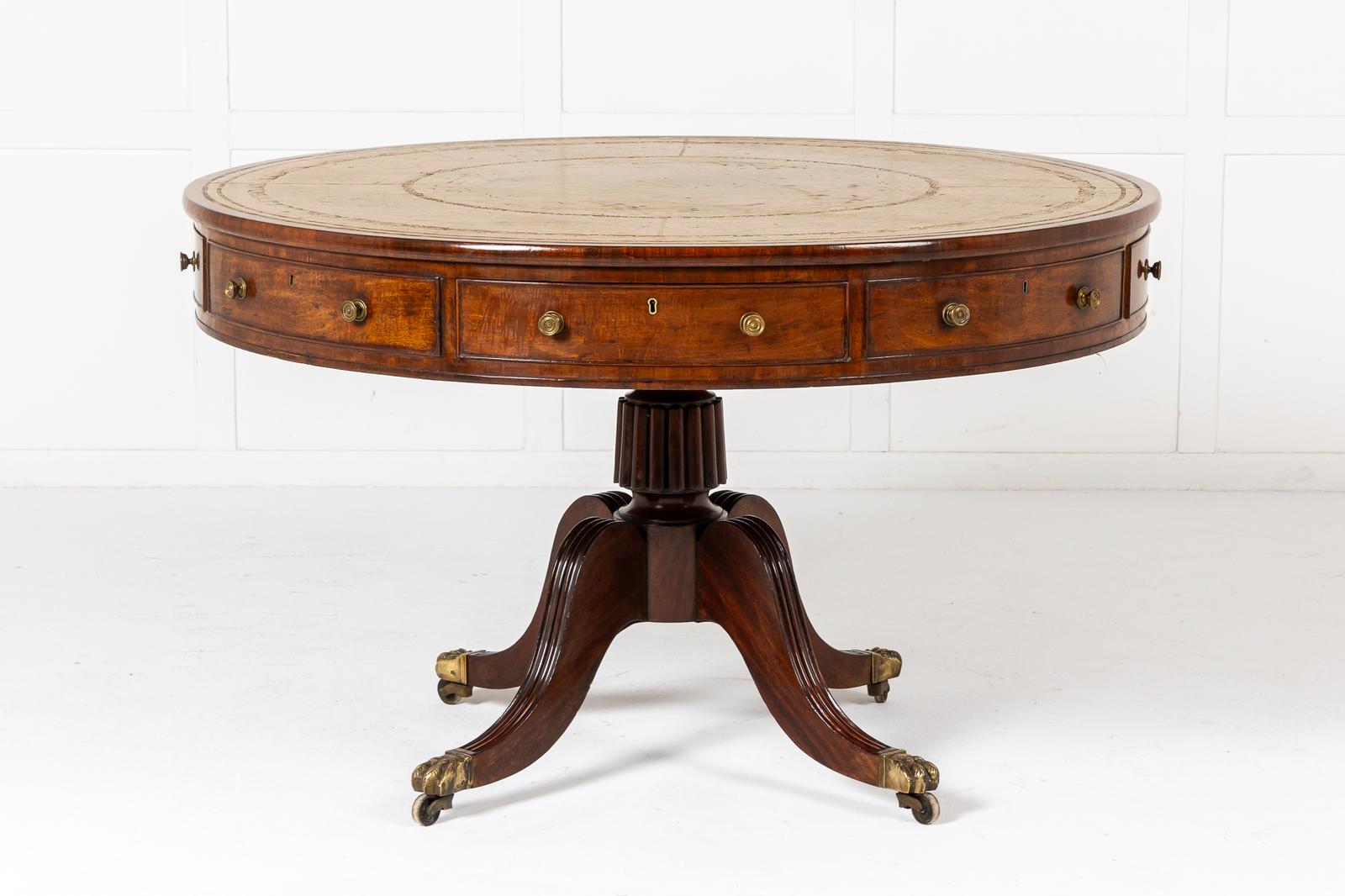 Large 19th Century English Regency Mahogany Drum Table (1 of 1)
