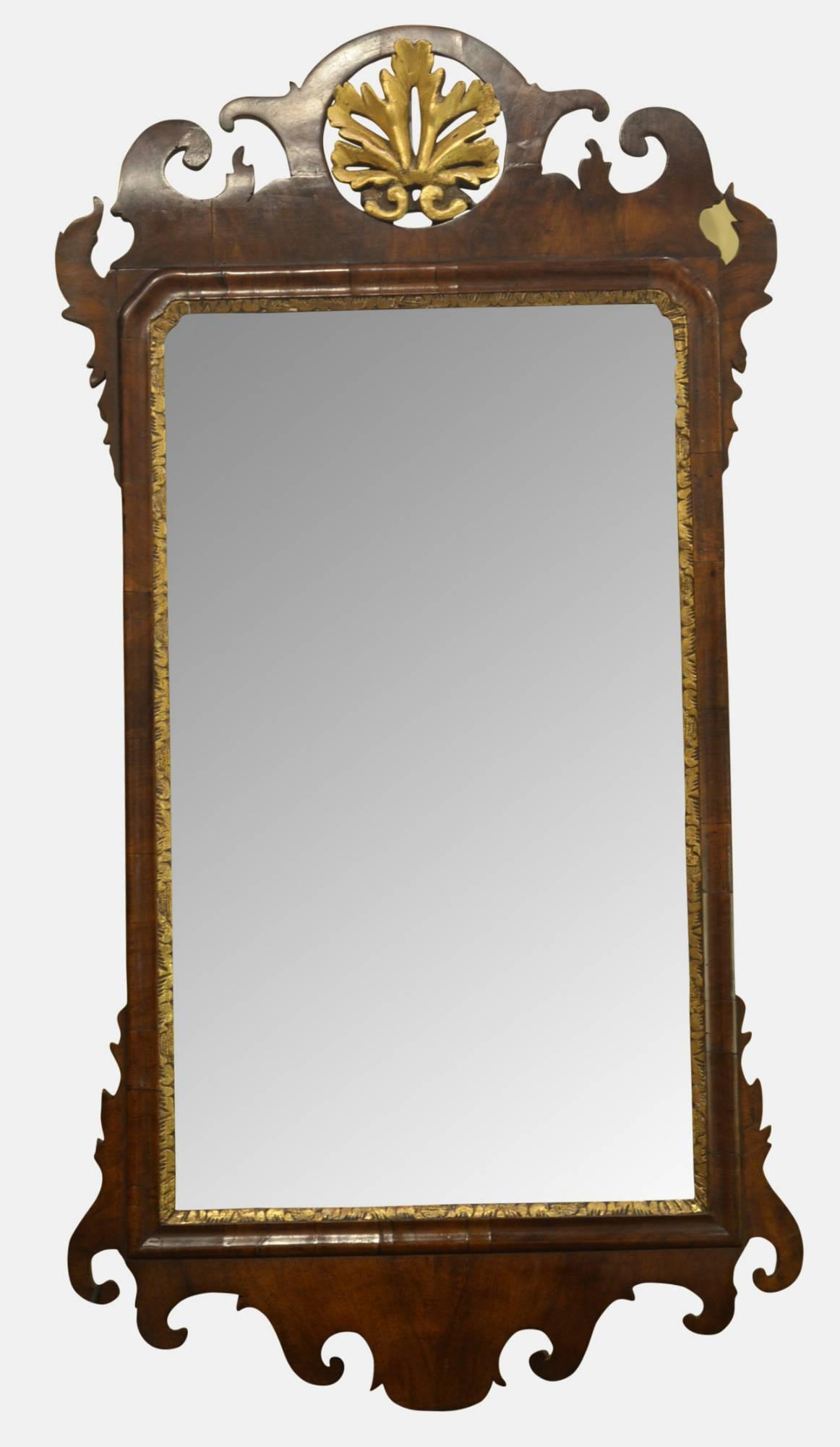 George II Walnut & Parcel Gilt Mirror c.1740 (1 of 1) George II Walnut & Parcel Gilt Mirror c.1740 (1 of 1)