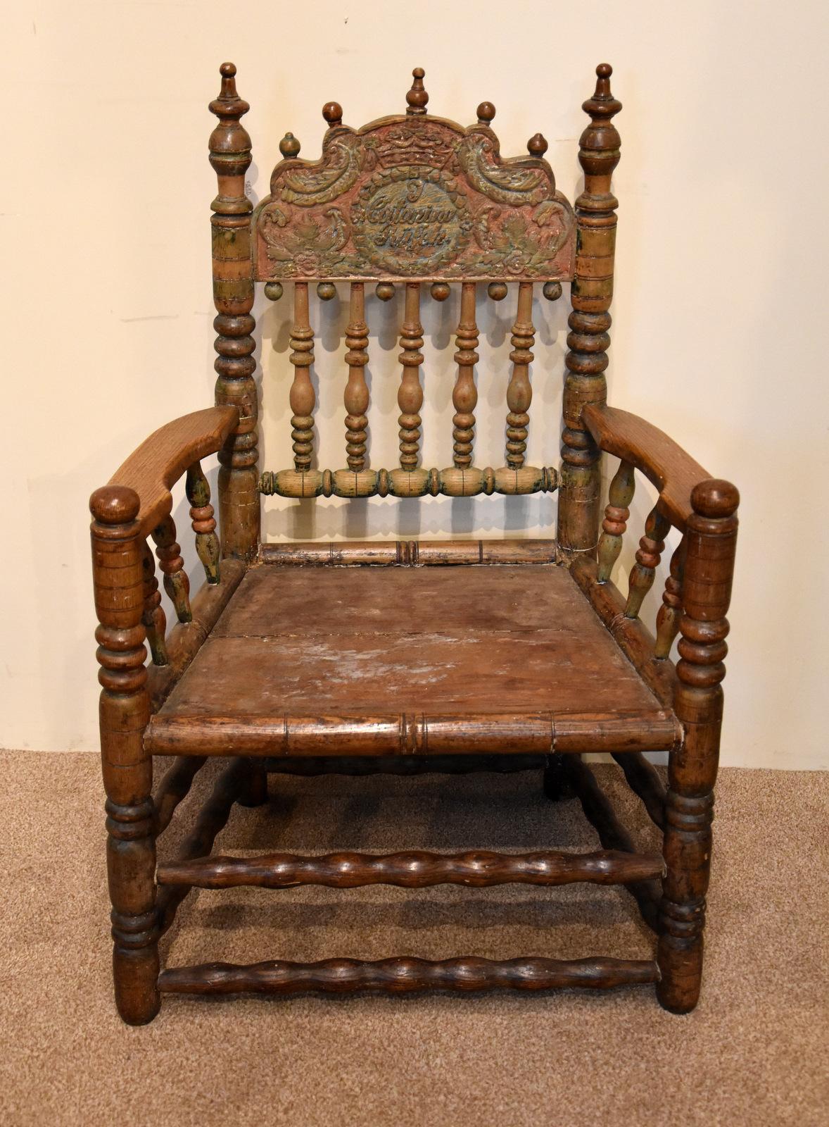 18th Century Continental Ash Turned Armchair (1 of 7)