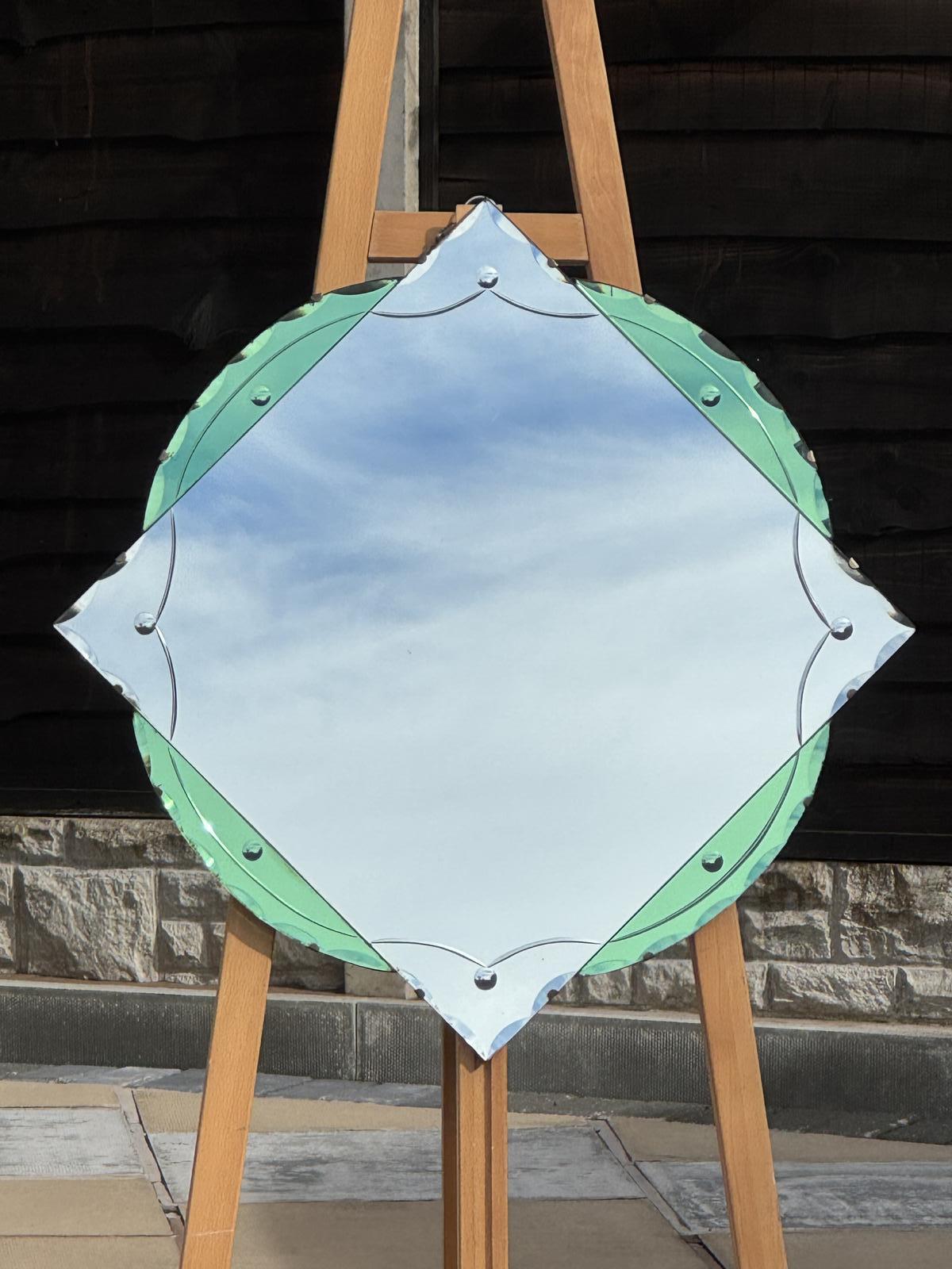 Diamond Shape Green Deco Mirror (1 of 5)
