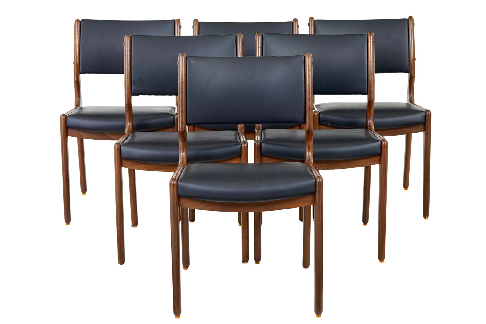 Danish Set of 6 Mid 20th Century Teak & Leather Dining Chairs (1 of 8)