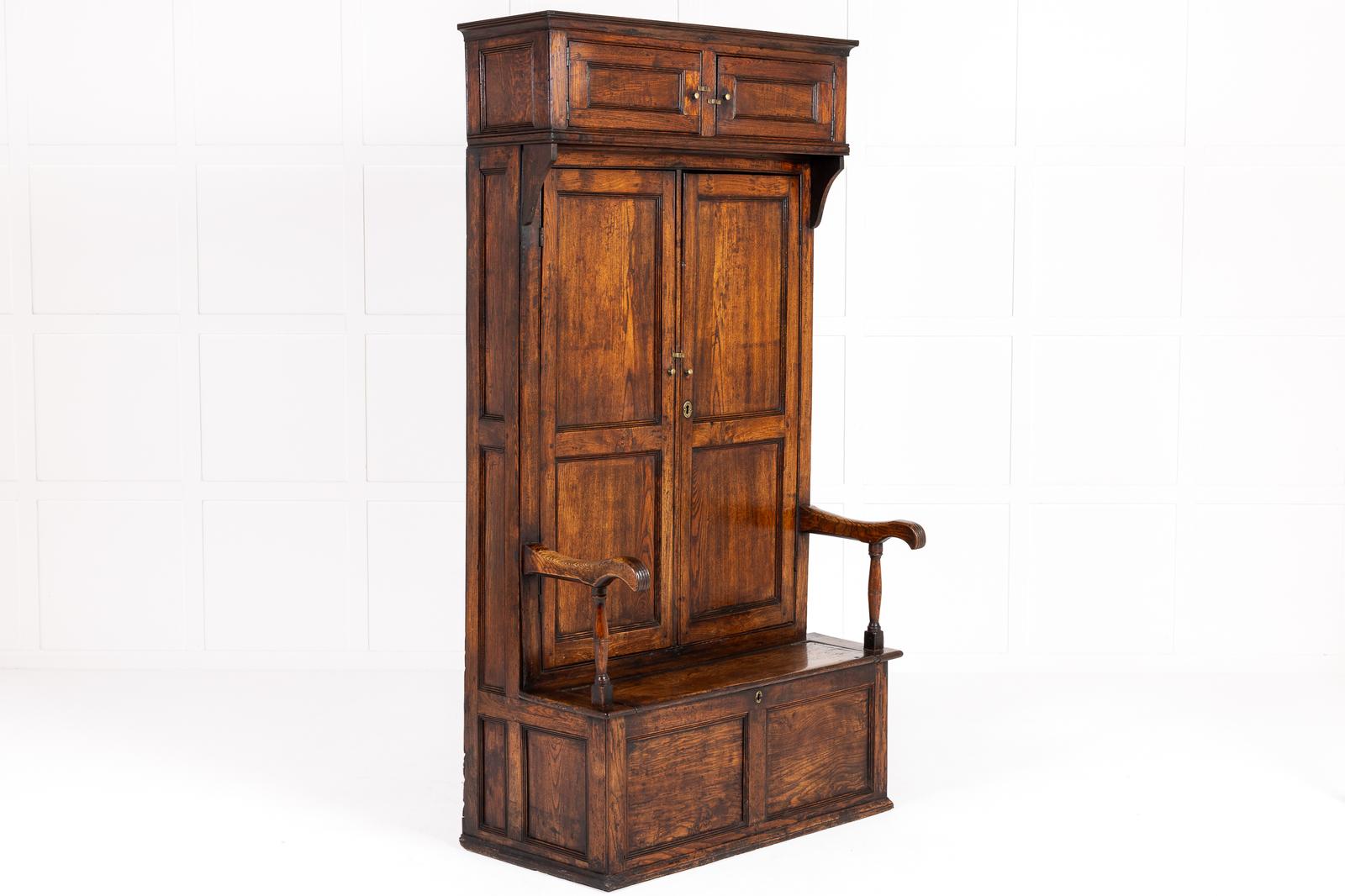 18th Century George III Elm Bacon Settle (1 of 13)