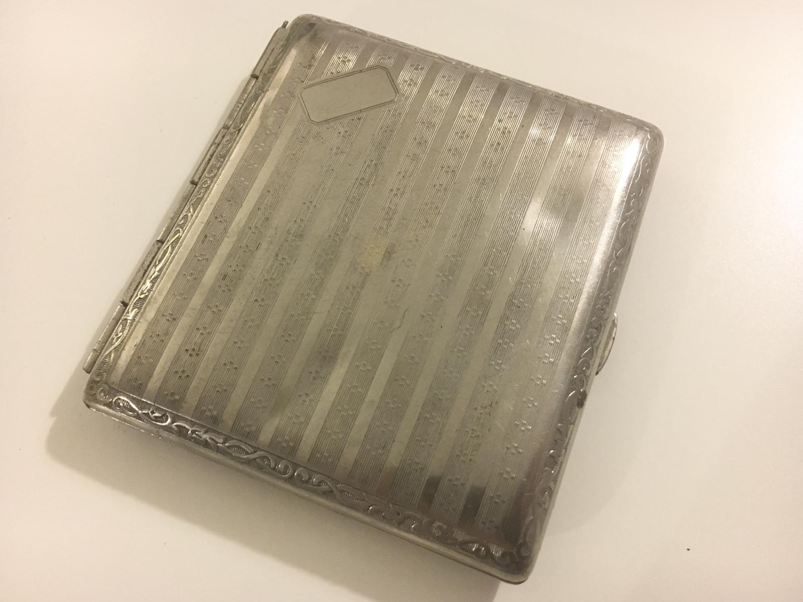 Silver Plated Machine Decorated Cigarette Case with Vacant Cartouche (1 of 3)