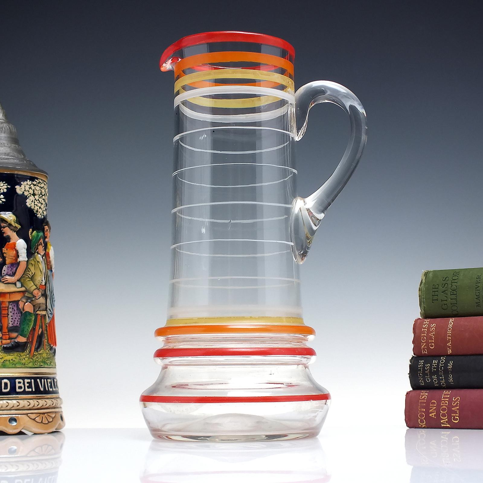 Large Vintage Art Deco Enamelled Glass Pitcher or Water Jug c.1930 (1 of 5) Large Vintage Art Deco Enamelled Glass Pitcher or Water Jug c.1930 (1 of 5)