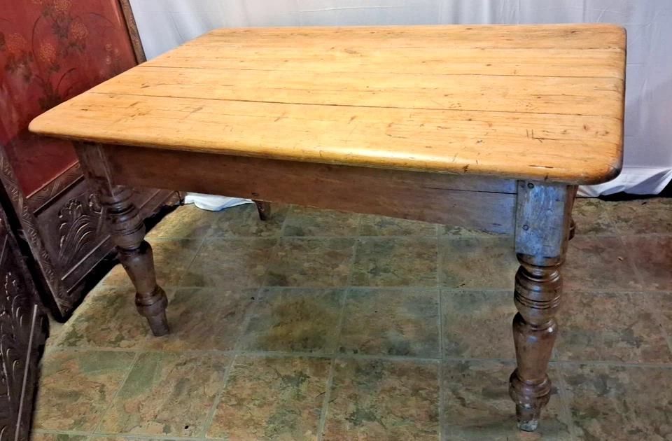 Antique Welsh Rustic Pine Top Farmhouse Table (1 of 12)